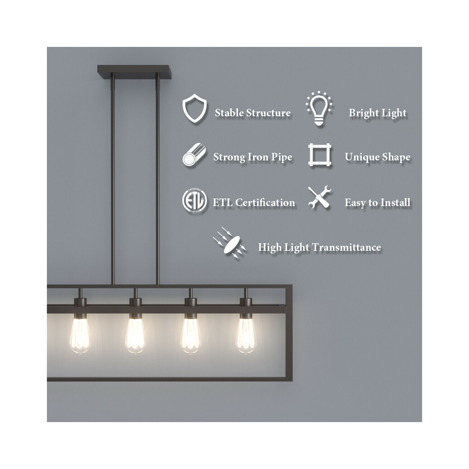 Gymax 5-Lights Pendant Lamp Flush Mount Geometric Metal Chandelier w/ Iron Lamp Shade