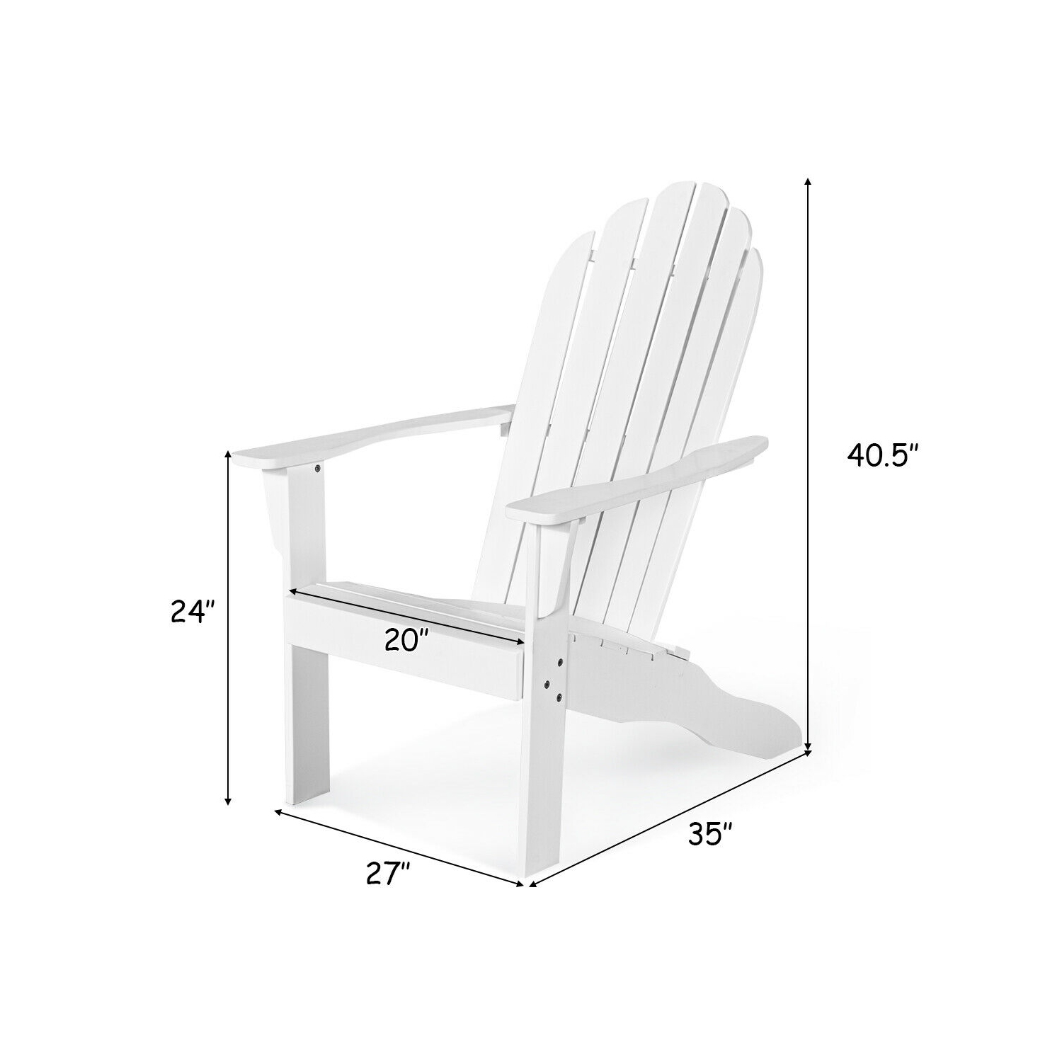 2PCS Chaise longue classique en boisAdirondack Chaise longue d'extérieur bois marque Gymax