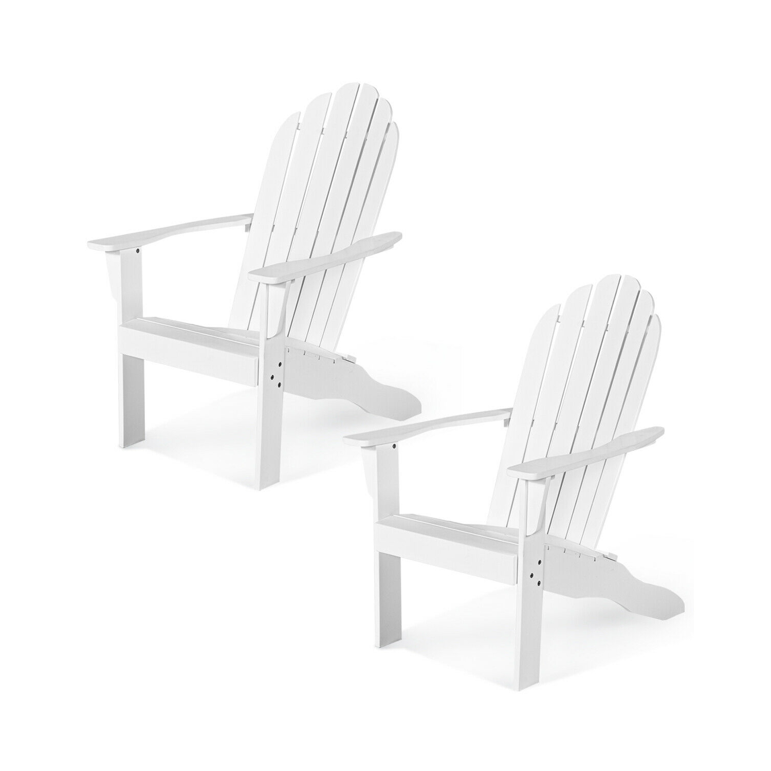 2PCS Chaise longue classique en boisAdirondack Chaise longue d'extérieur bois marque Gymax