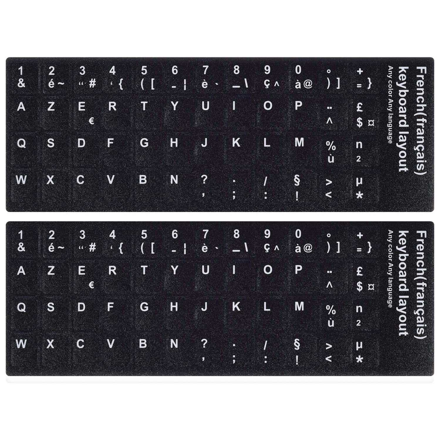 LaptopKing Universal Keyboard Stickers Replacement Keyboard Skin black background compatible with laptop Desktop white letter French Pack of 2 Open Box