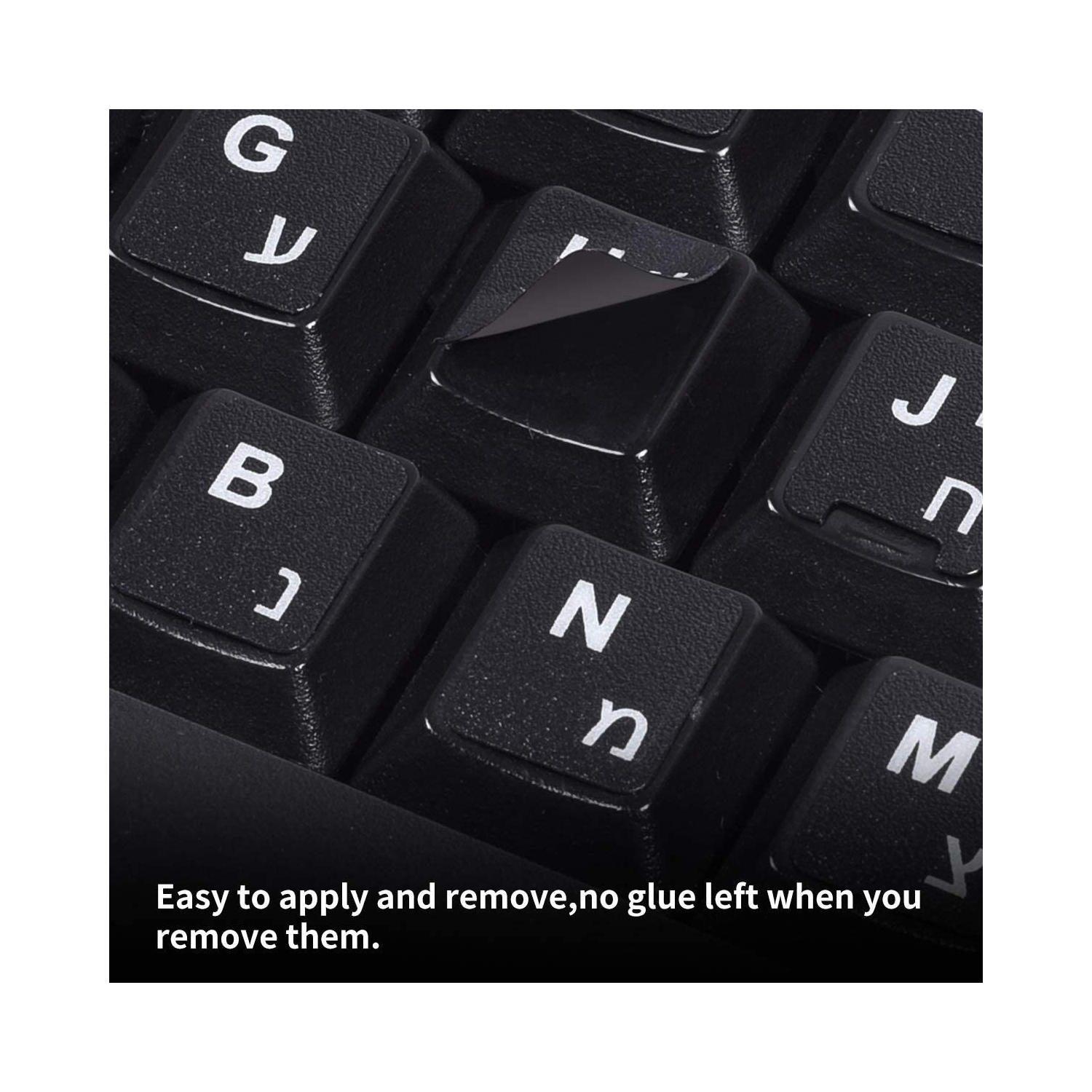 LaptopKing Universal Keyboard Stickers Replacement Keyboard Skin black background compatible with laptop Desktop white letter French Pack of 2 Open