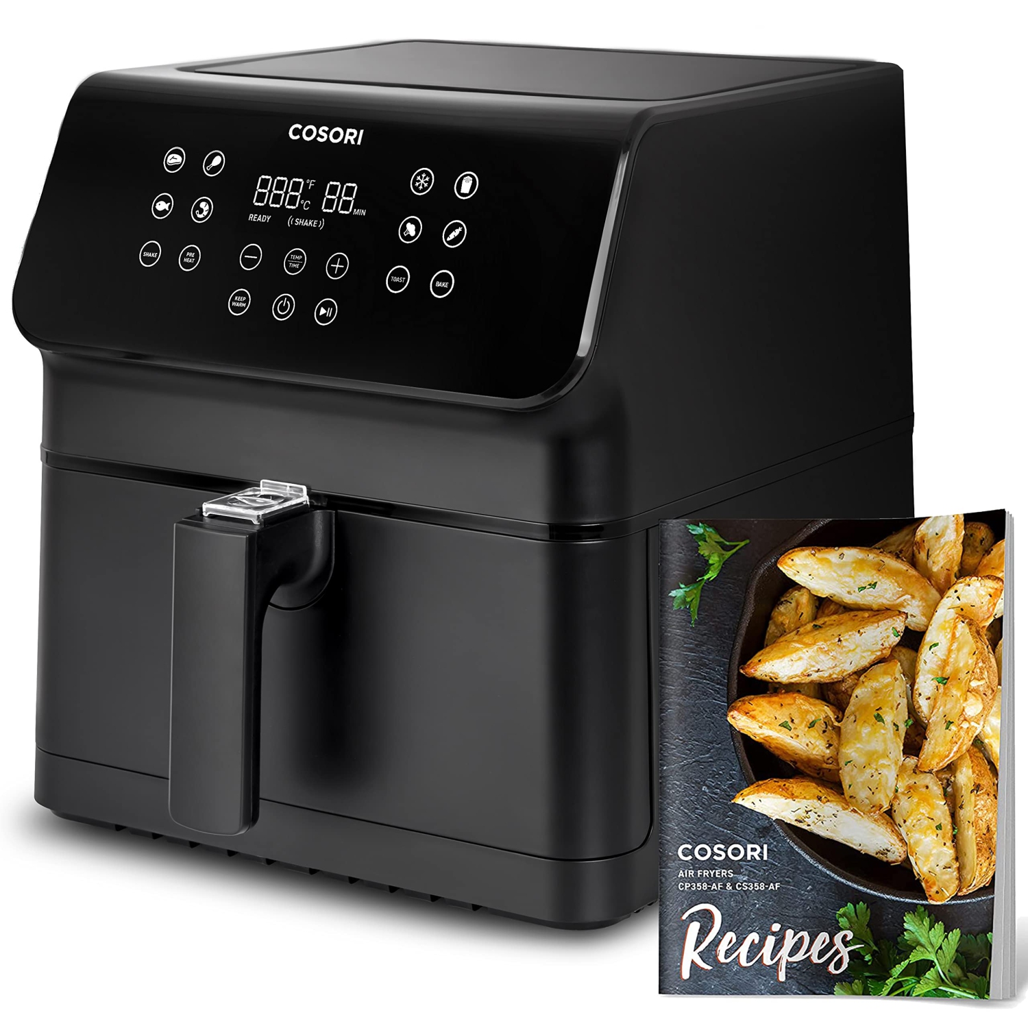 COSORI Air Fryer, Large XL 5.8 Quart 1700-Watt Toaster Oven with Cookbook(100 Recipes) LED Digital Tilt One-Touchscreen