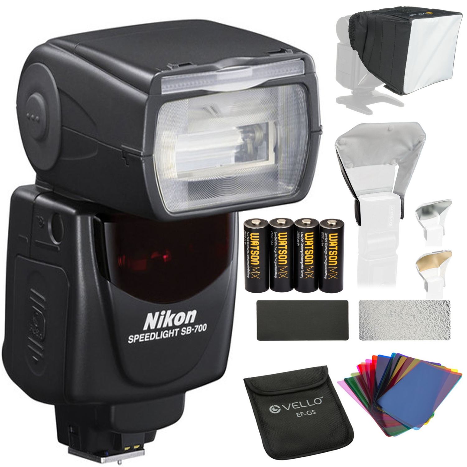 Nikon SB-700 AF Speedlight with EZ-Flip Gel Set | Batteries | SoftBox & Light Bouncer Package