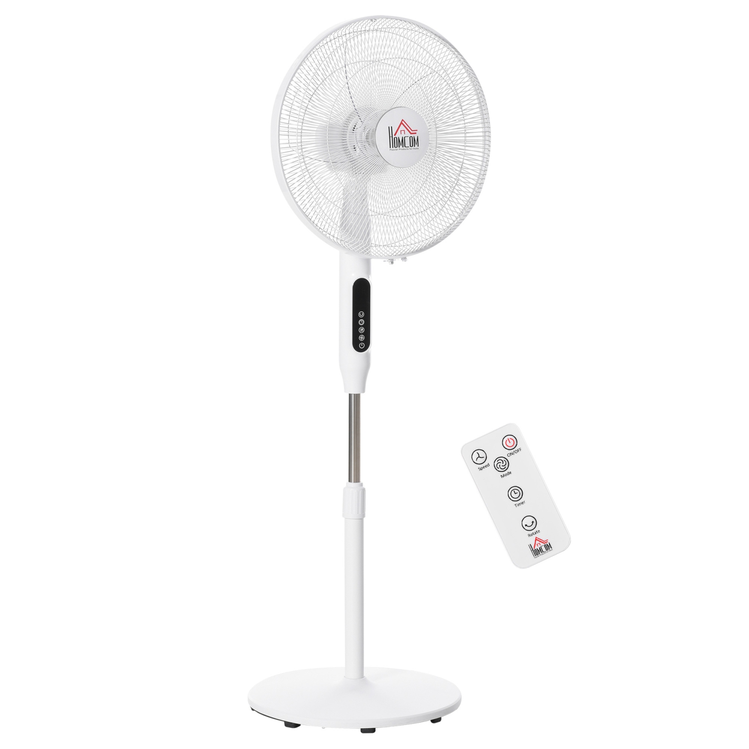 HOMCOM – ventilateur sur pied de 16 po avec télécommande, hauteur réglable, minuterie de 15H heures, ventilateur sur pied oscillant, ventilateur sur