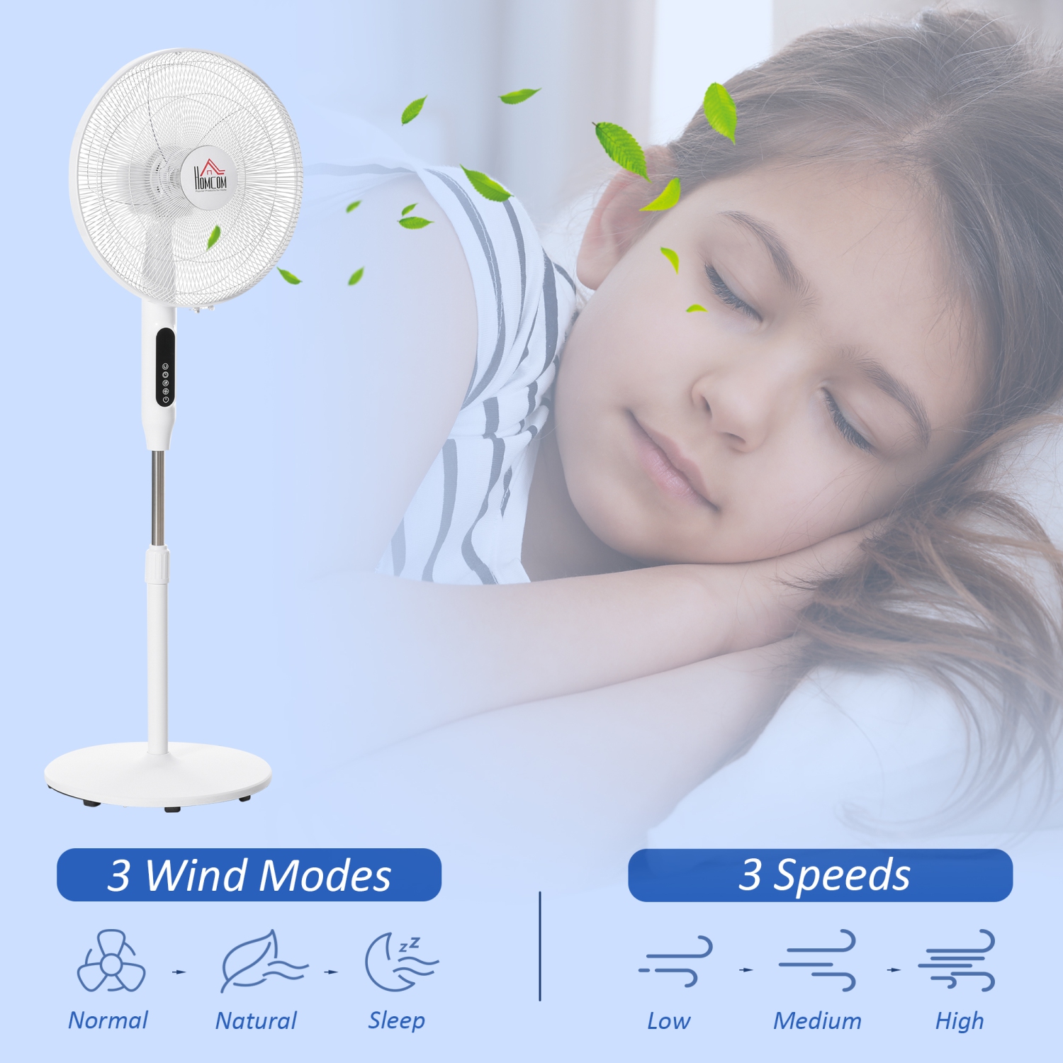 HOMCOM – ventilateur sur pied de 16 po avec télécommande, hauteur réglable, minuterie de 15H heures, ventilateur sur pied oscillant, ventilateur sur