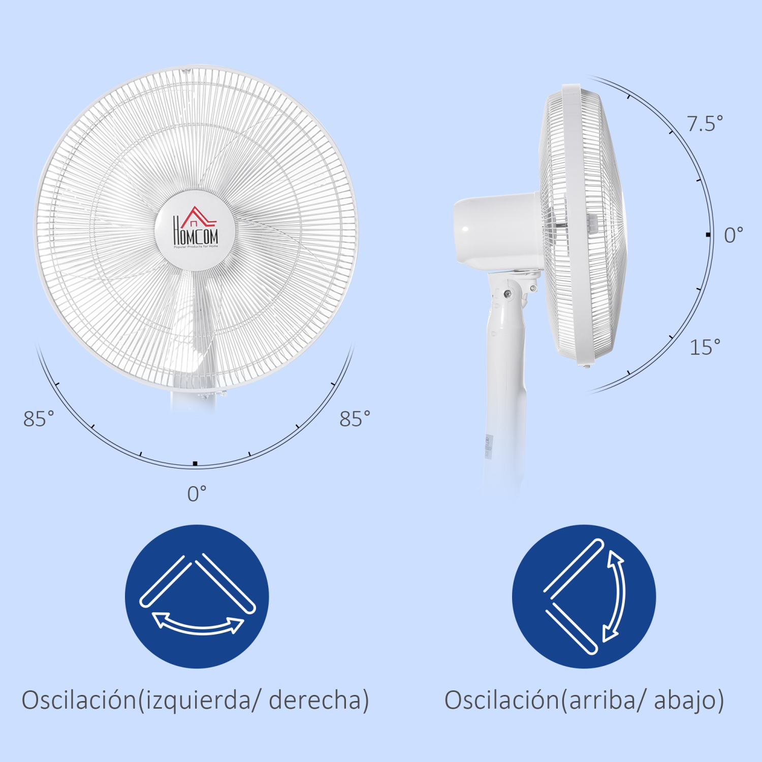 HOMCOM – ventilateur sur pied de 16 po avec télécommande, hauteur réglable, minuterie de 15H heures, ventilateur sur pied oscillant, ventilateur sur