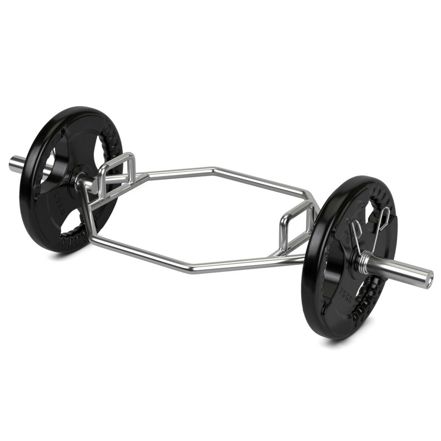 Gymax 56'' Olympic Hexagon Deadlift Bar Trap Bar w/ Folding Grips Powerlifting Push ups
