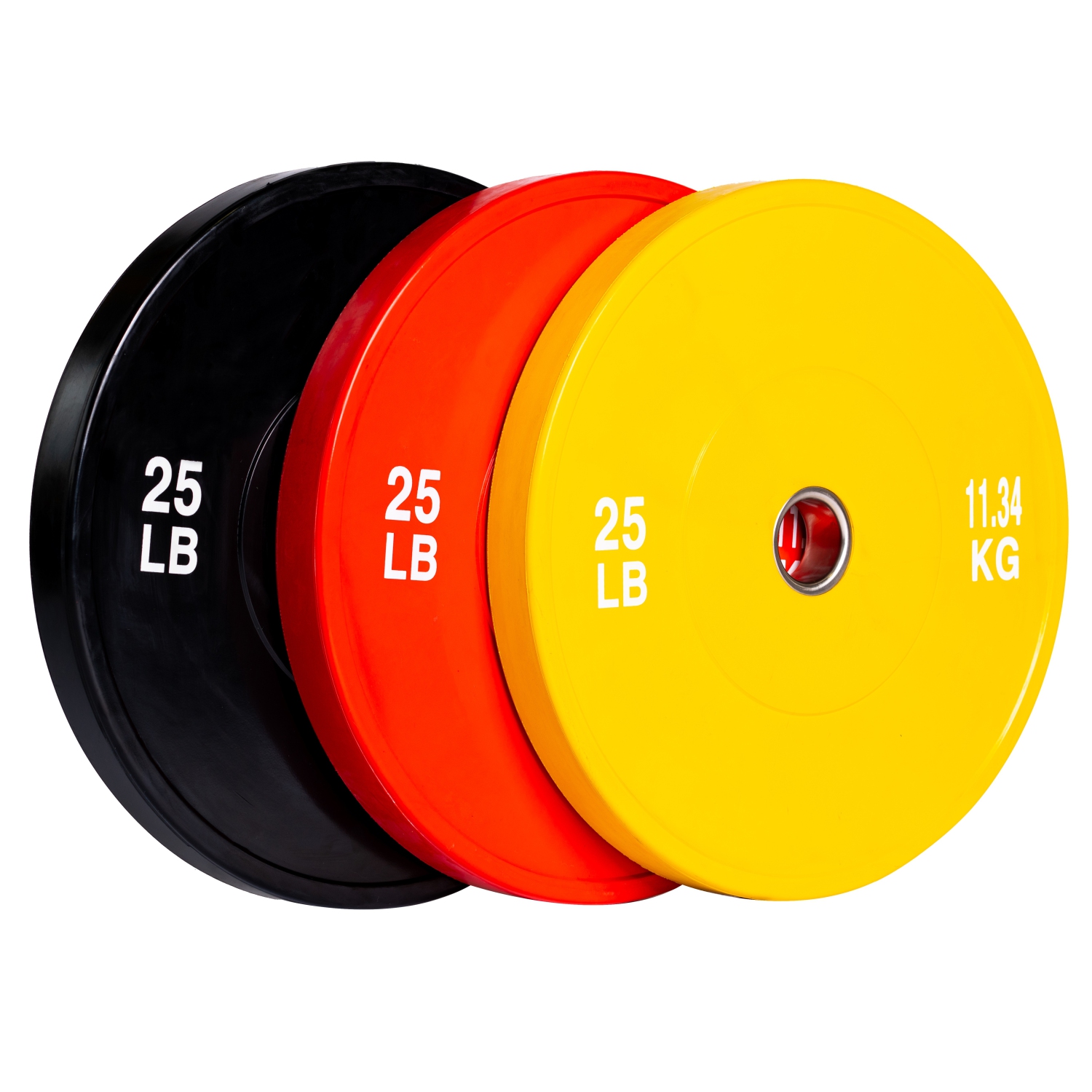 Plaque de poids de pare-chocs olympique PRISP - plaque de caoutchouc pour haltère olympique de 2 pouces avec insert en acier ; paires, ensembles et