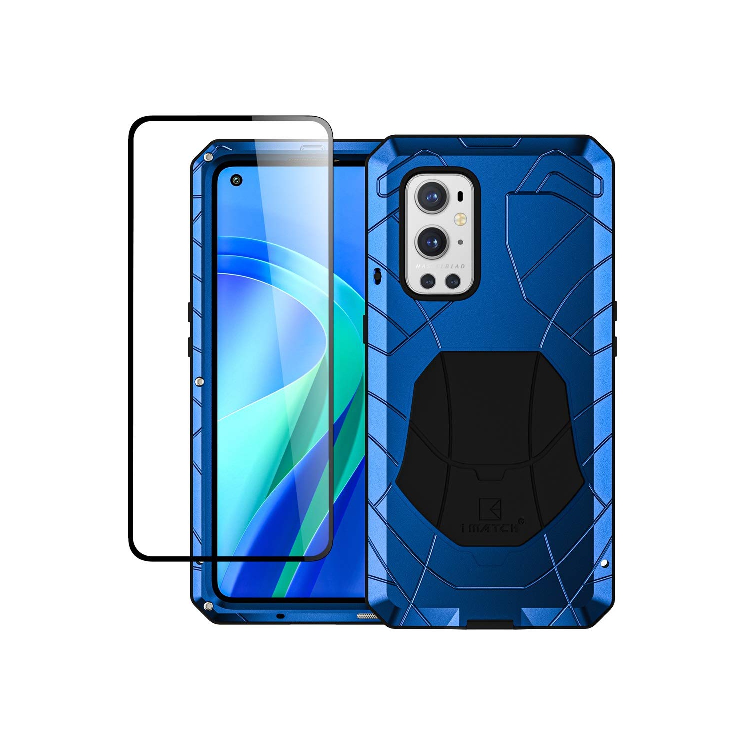 Feitenn Shockproof Metal Bumper for Oneplus 9 Pro 5G Rugged Case, Heavy Duty Dual Layer Cover Armor Military Defender Soft S