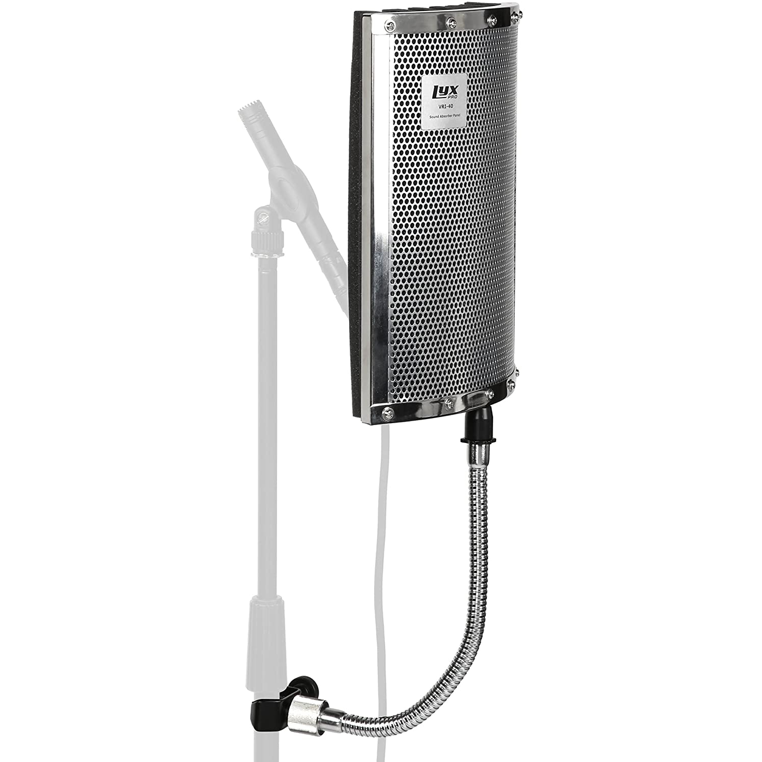 LyxPro – Protecteur d’instrument à isolation acoustique portatif VRI-40, absorbant le son, panneau de réflexion avec col de cygne robuste