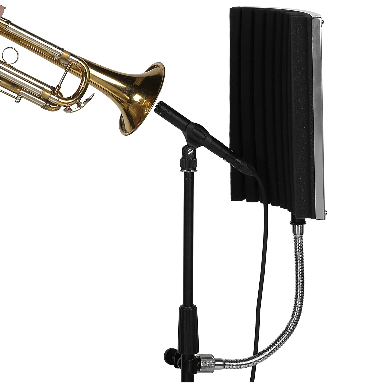 LyxPro – Protecteur d’instrument à isolation acoustique portatif VRI-40, absorbant le son, panneau de réflexion avec col de cygne robuste