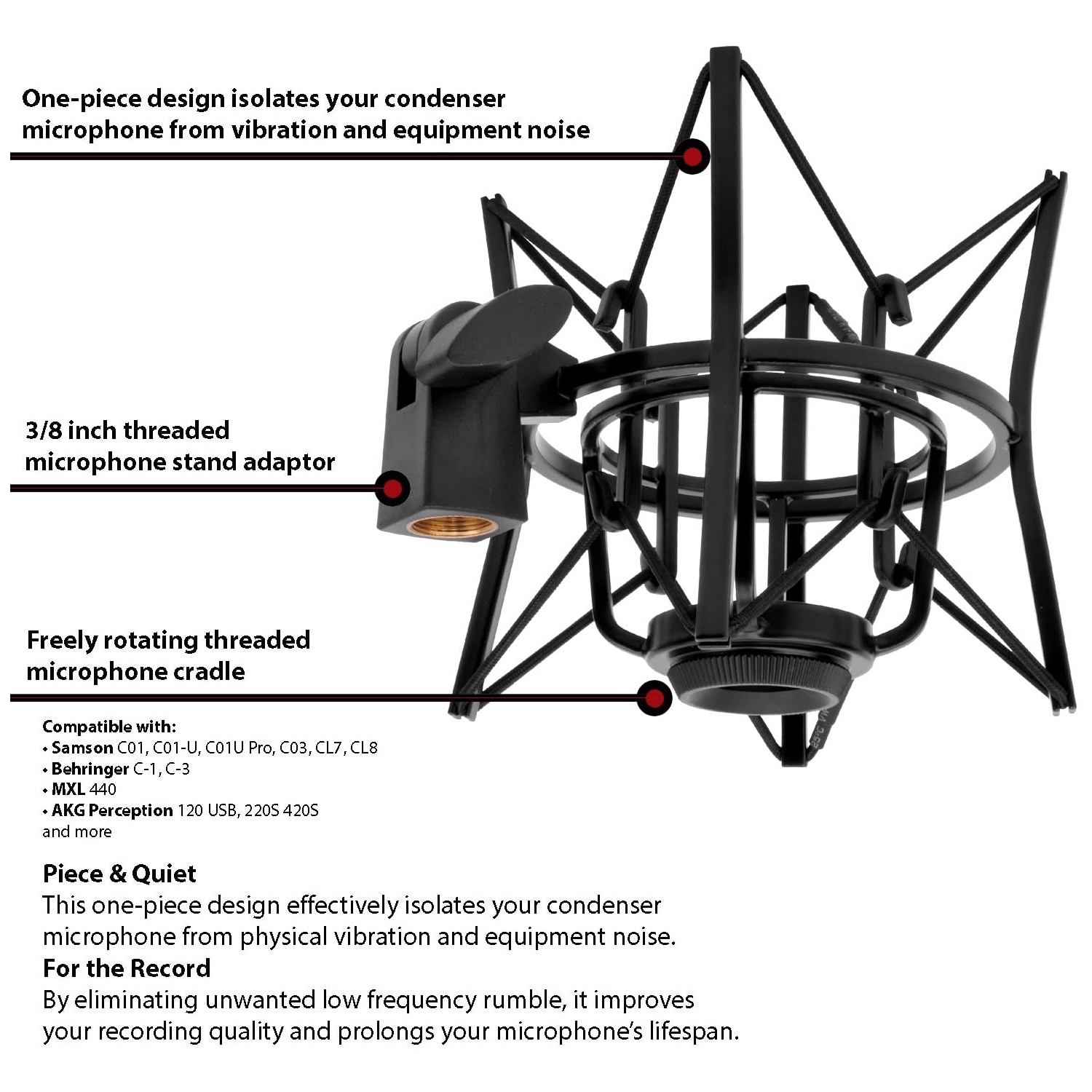 LyxPro Studio Condenser Spider Shockmount-Black