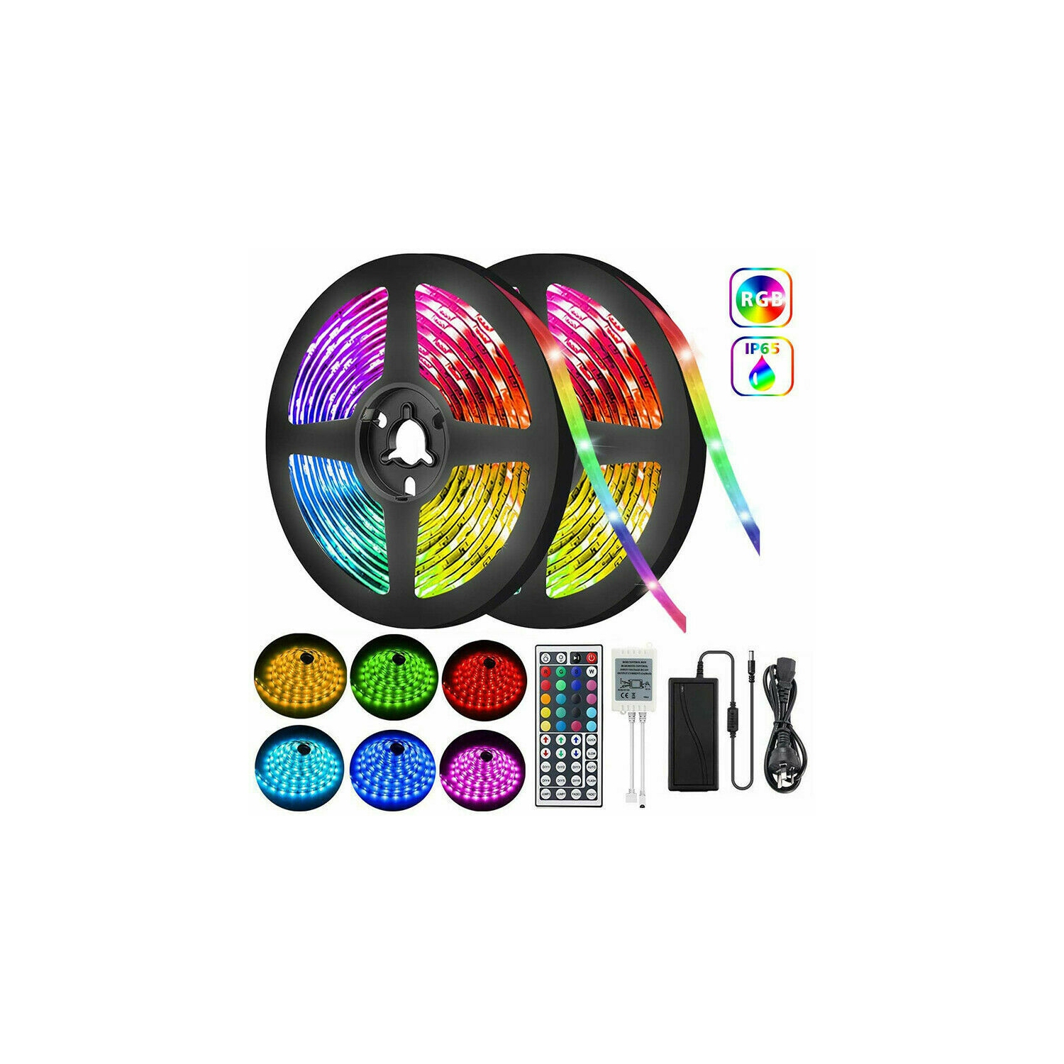 ISTAR Bias LED Lighting Strip 32.8ft, RGB Color Changing LED RGB Light for Home, Kitchen, Room, Bedroom, Dorm Room, Bar, with IR Remote Control +