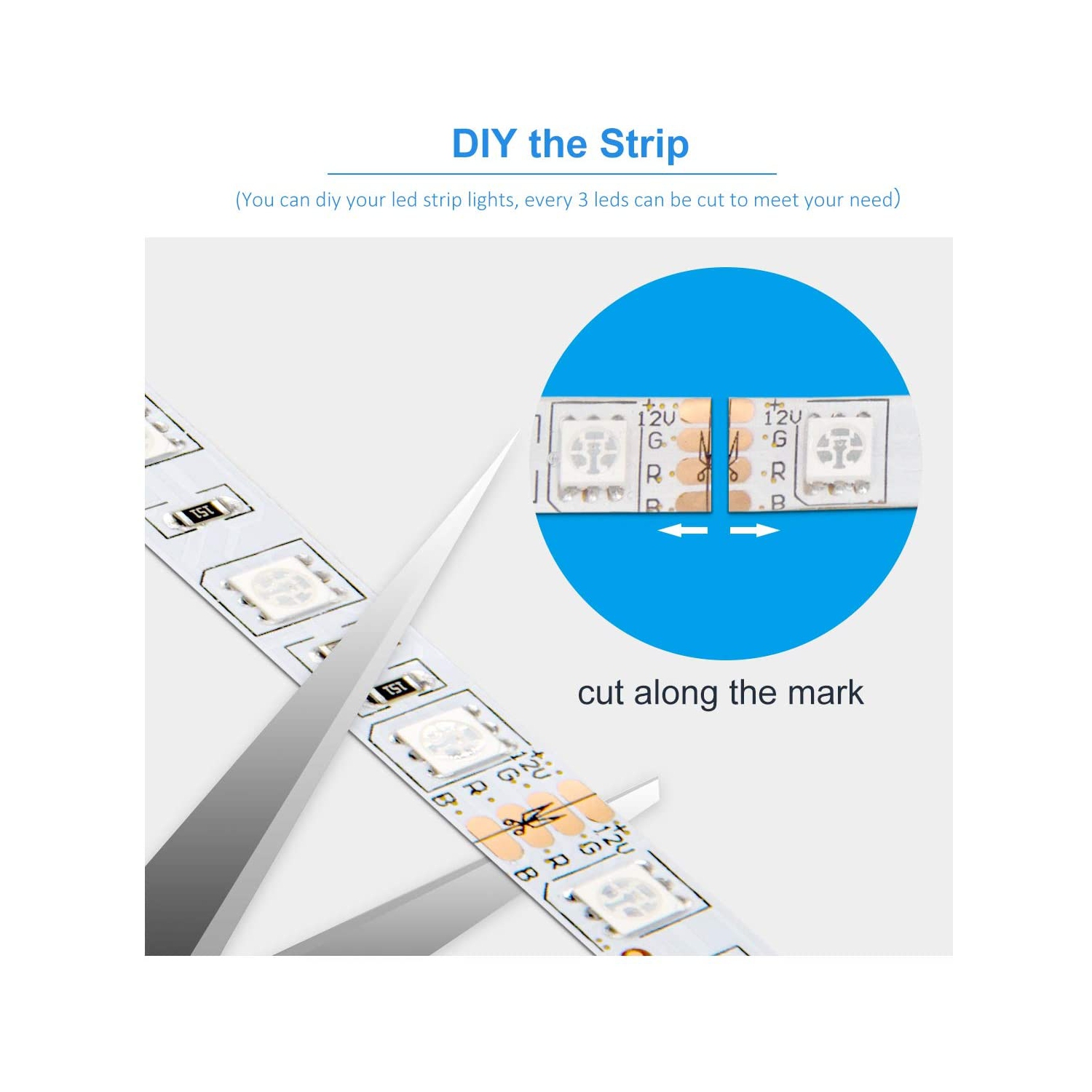 ISTAR Bias LED Lighting Strip 32.8ft, RGB Color Changing LED RGB Light for Home, Kitchen, Room, Bedroom, Dorm Room, Bar, with IR Remote Control +