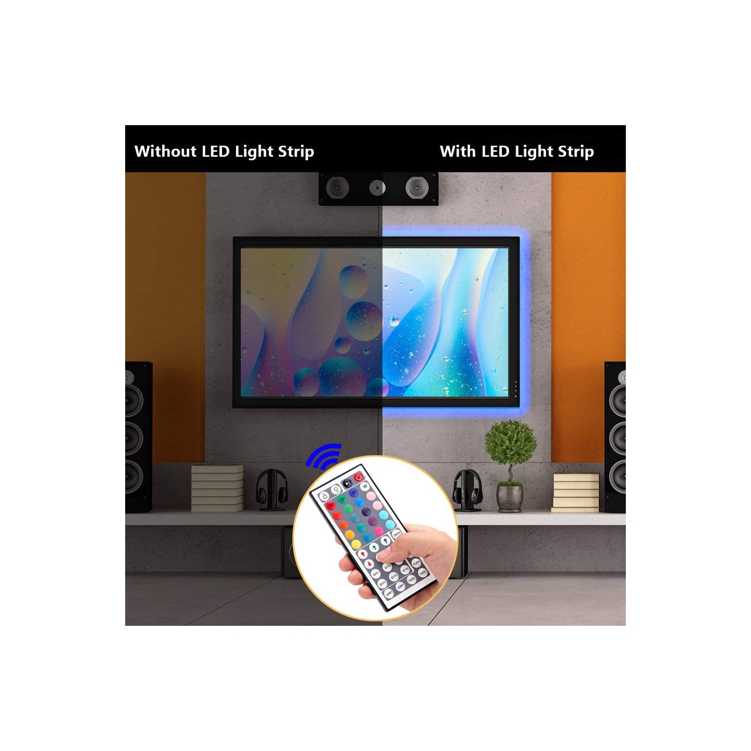 ISTAR Bias LED Lighting Strip 32.8ft, RGB Color Changing LED RGB Light for Home, Kitchen, Room, Bedroom, Dorm Room, Bar, with IR Remote Control +