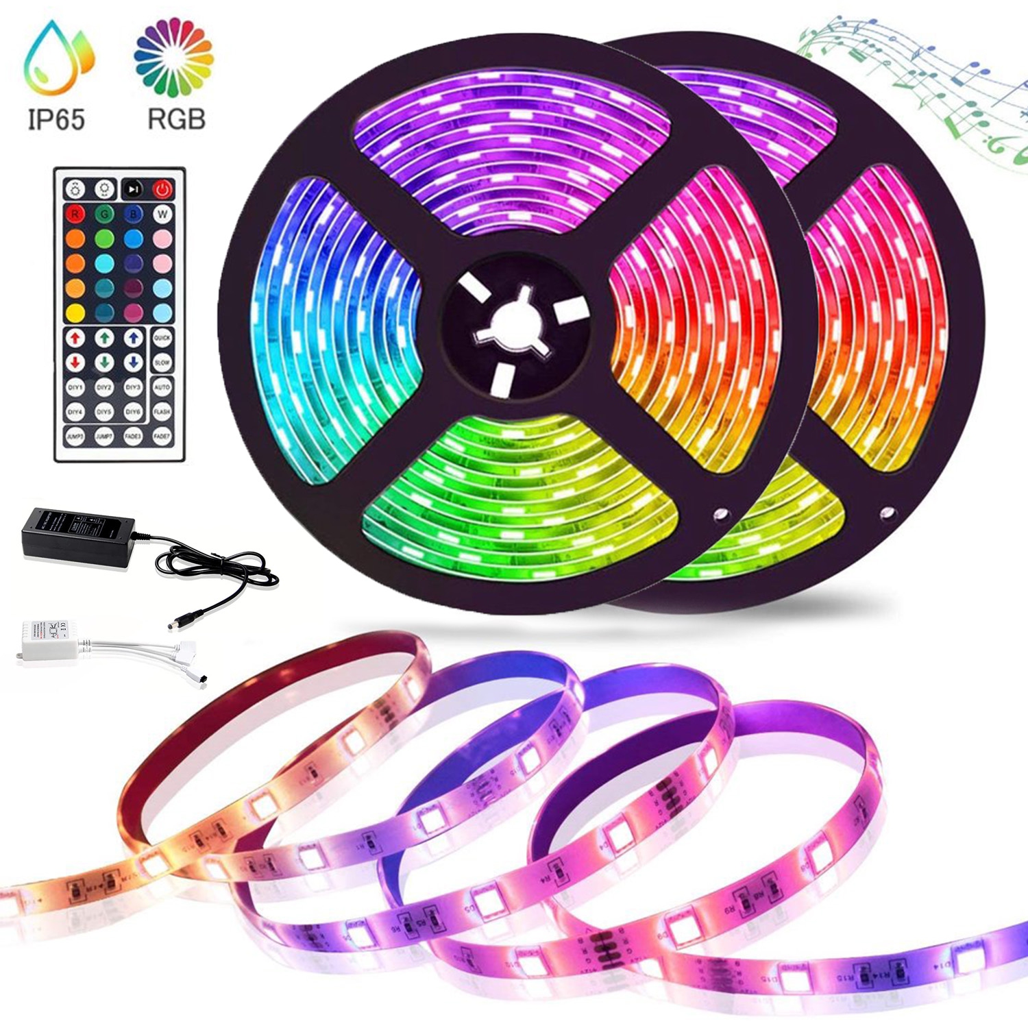 ISTAR Led Lights 32.8t Long Led Strip Lights for Bedroom Color Changing Luces Led para Decoracion Habitacion RGB DIY Color Option with Power Supply and Remote