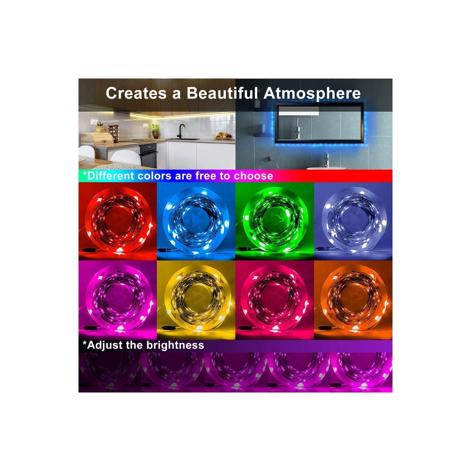 32.8ft WiFi Smart LED Strip Lights avec App Control Gaming Night Light pour la décoration de la chambre TV Plafond Armoires de cuisine Party