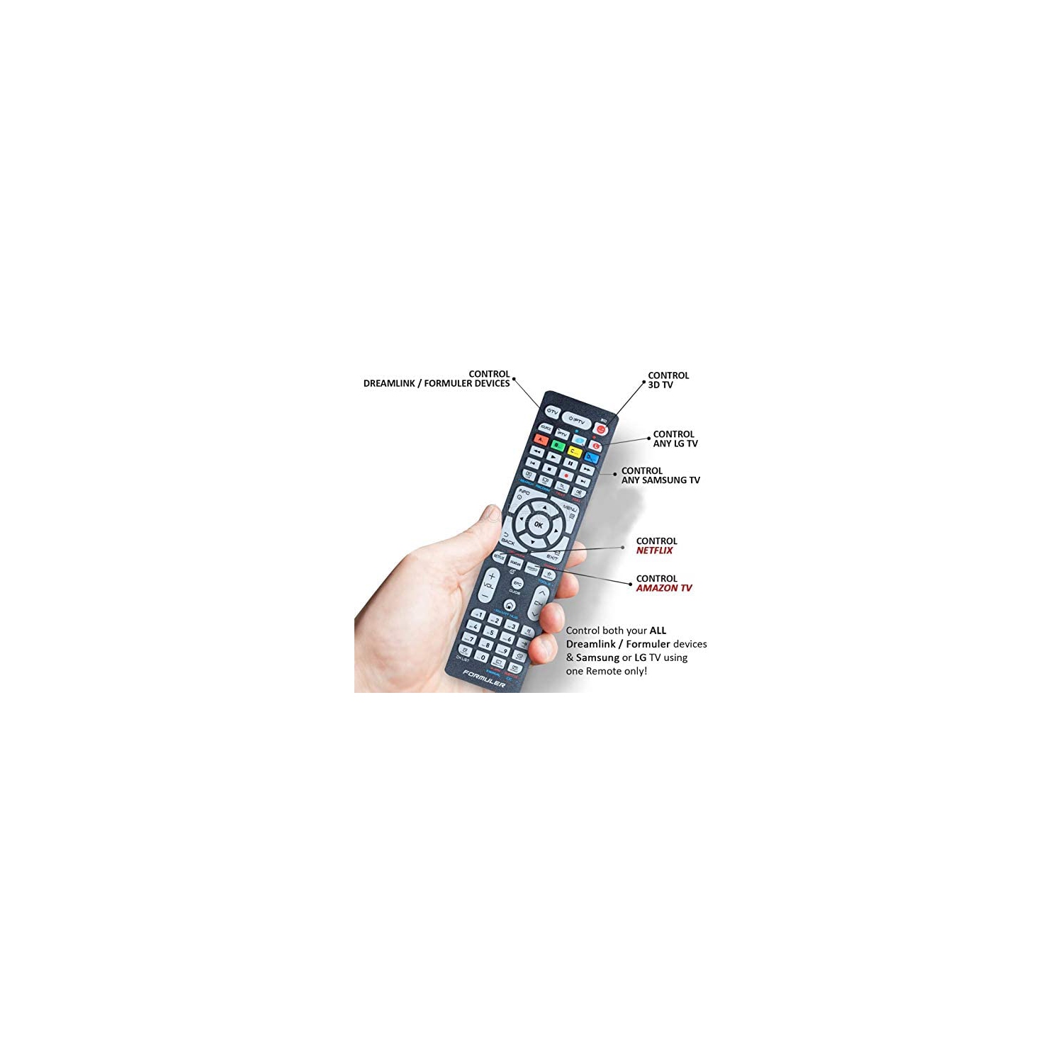 Formuler Remote - Universal Replacement Remote Control for All Dreamlink/Formuler Boxes, Samsung Tv and LG Tv, LCD LED