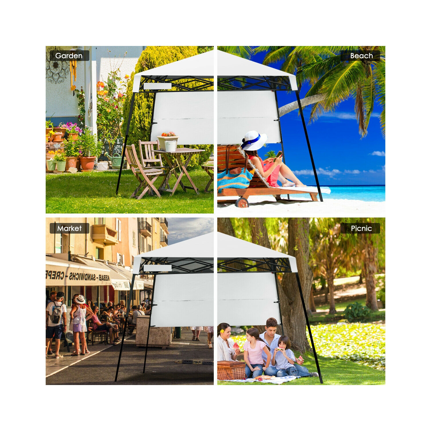 Gymax 7x7 FT Slant Leg Pop-up Canopy Tent Shelter Adjustable Portable Carry Bag