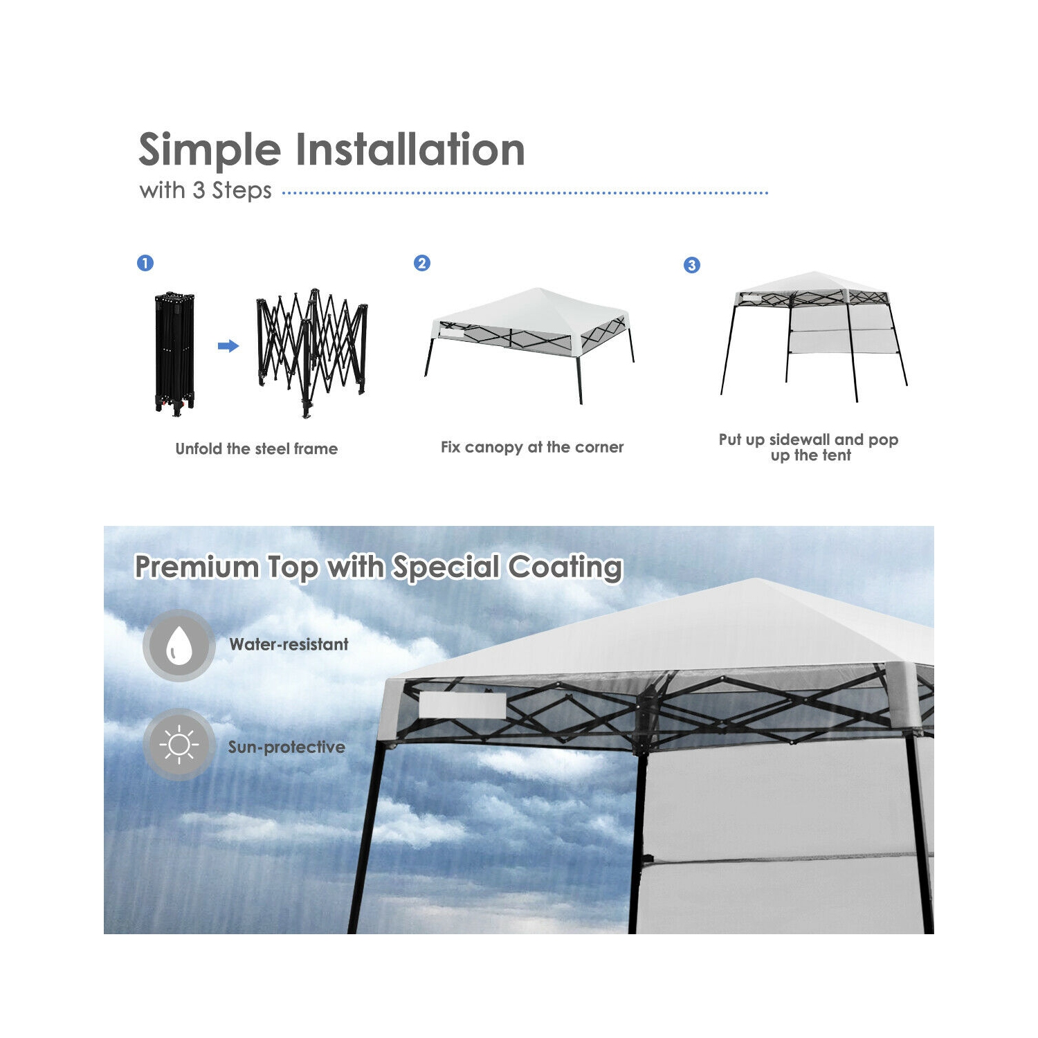 Gymax 7x7 FT Slant Leg Pop-up Canopy Tent Shelter Adjustable Portable Carry Bag