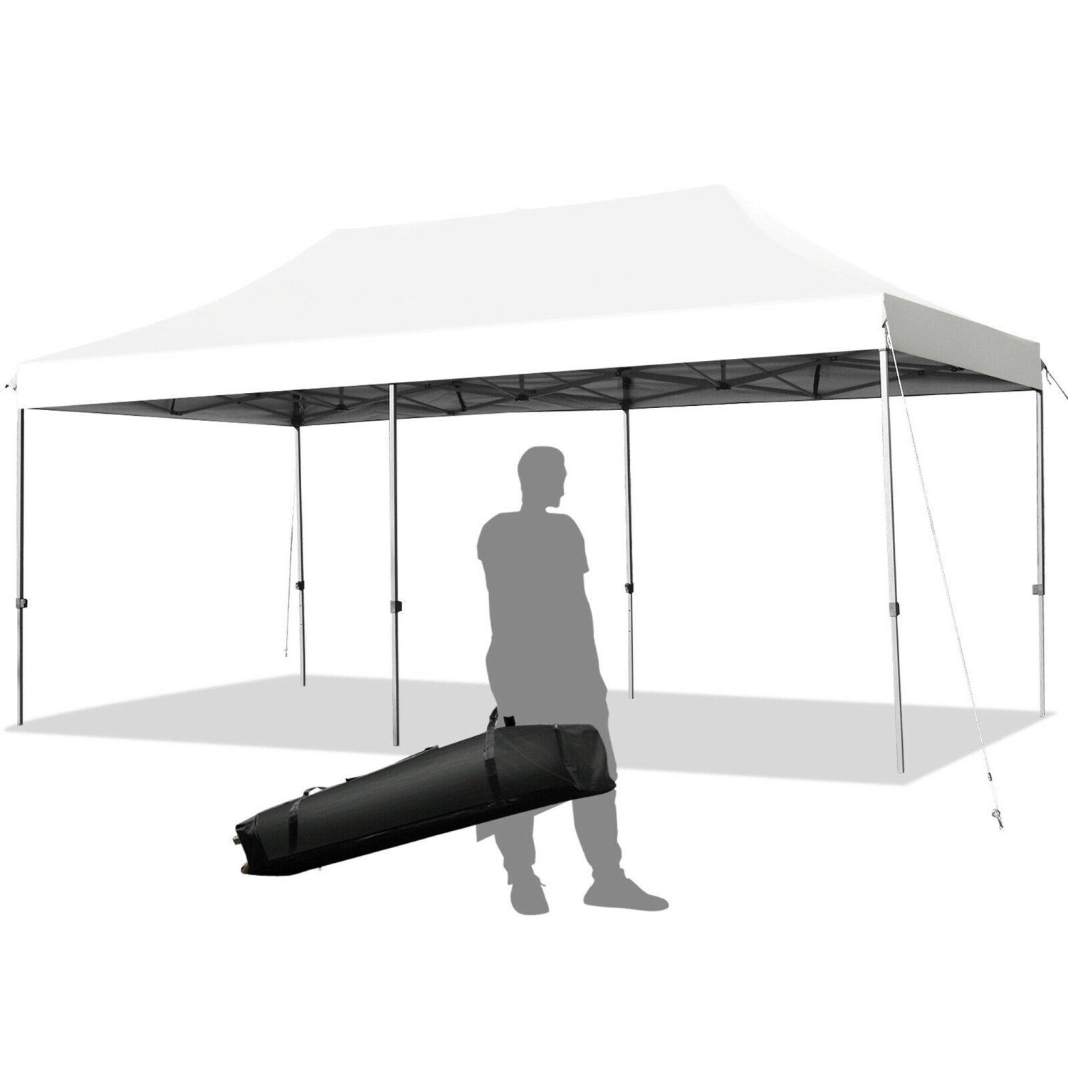 Gymax 10'x20' Pop up Canopy Tent Folding Heavy Duty Sun Shelter Adjustable W/Bag White