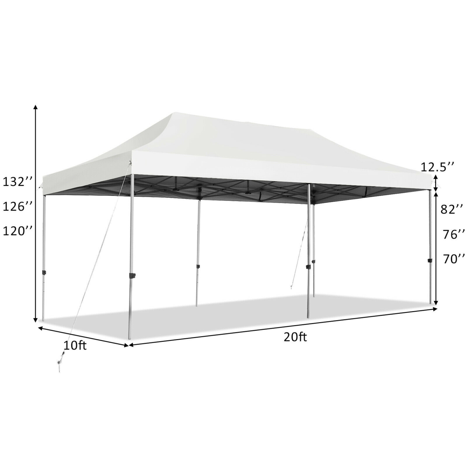 Gymax 10'x20' Pop up Canopy Tent Folding Heavy Duty Sun Shelter Adjustable W/Bag White