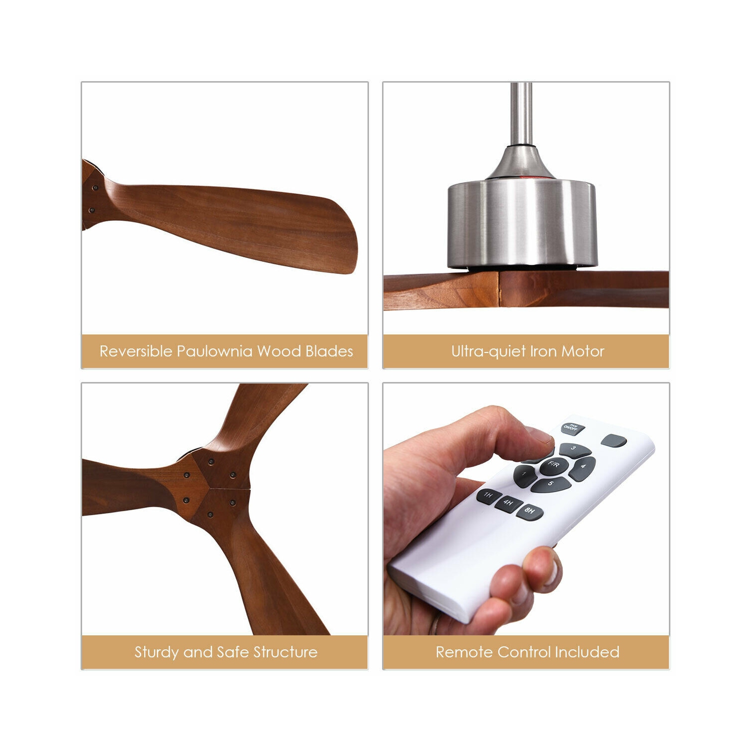 Gymax 52" Modern Ceiling Fan Indoor & Outdoor Brushed Nickel Finish w/Remote Control