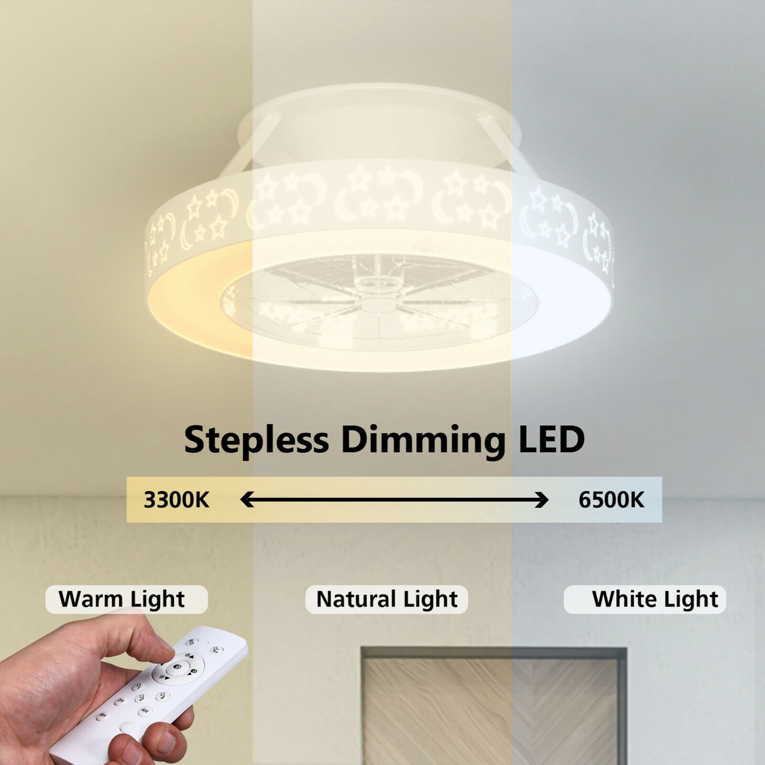 Gymax Indoor 23 inch Flush Mount Starry Sky Ceiling Fan w/ LED Light & Remote Control