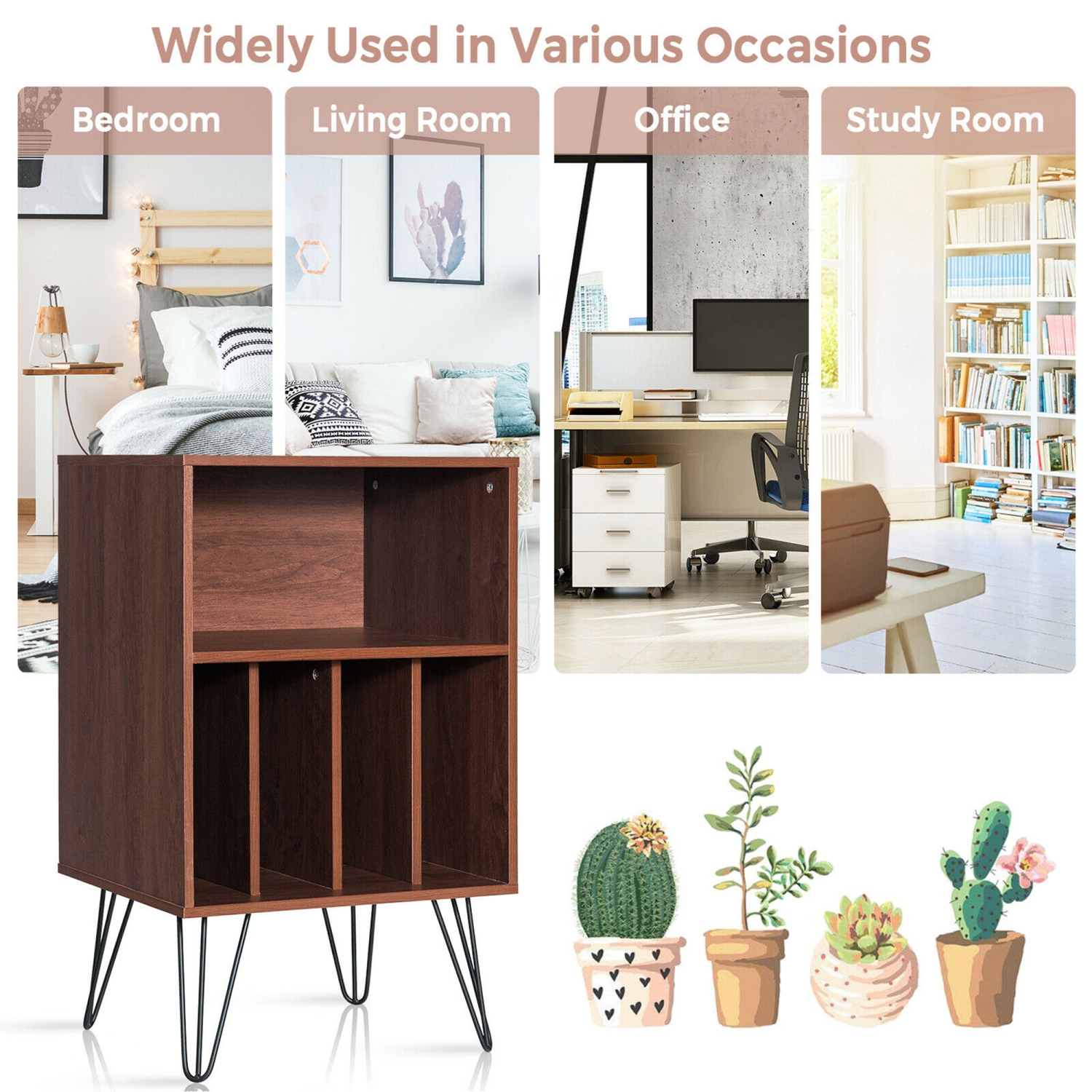 Gymax File Cabinet W/Split Storage Standing Display Bookshelf Bedroom