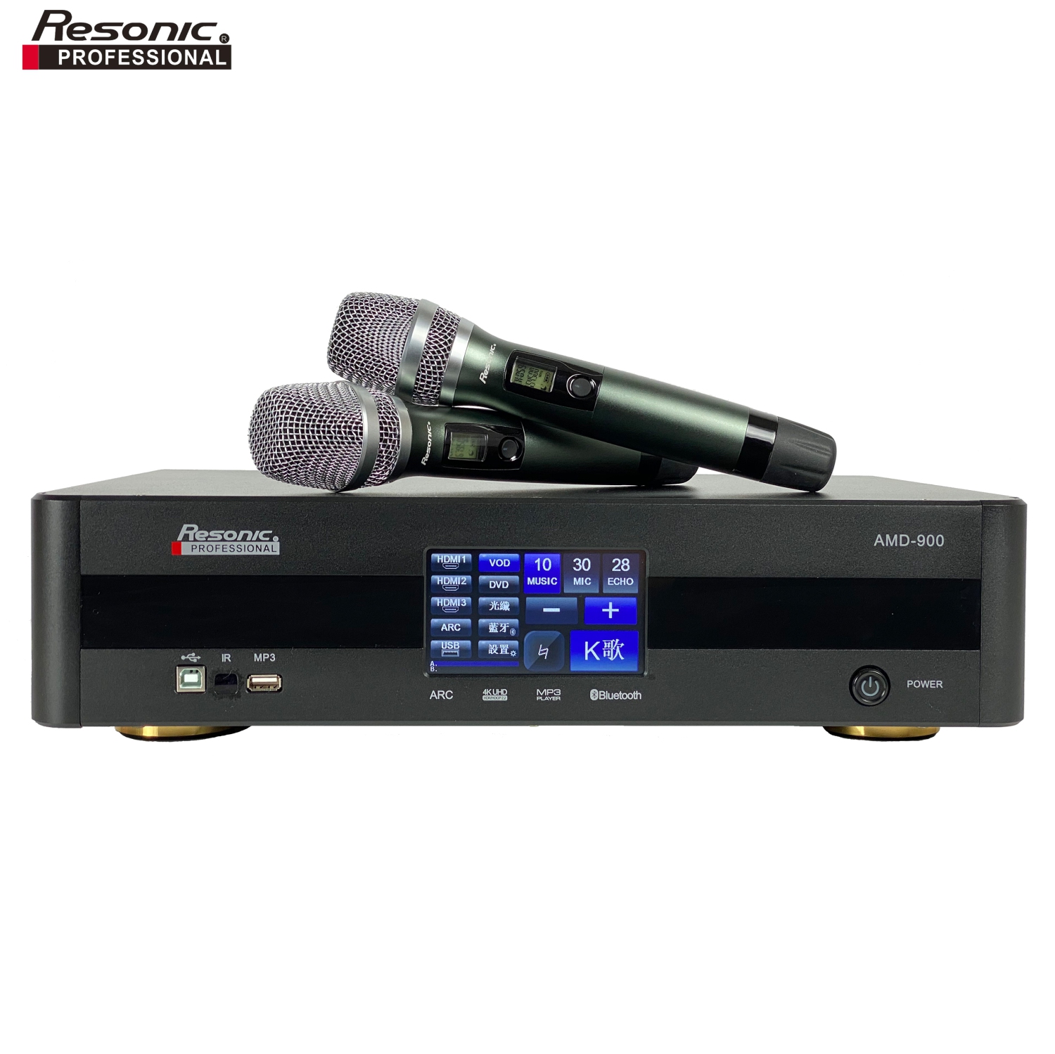 Resonic AMD-900 900W HD ECHO & REVERB TECHNOLOGY Karaoke Mixing Amplifier Built-In 4K HDMI And Dual Wireless Microphones