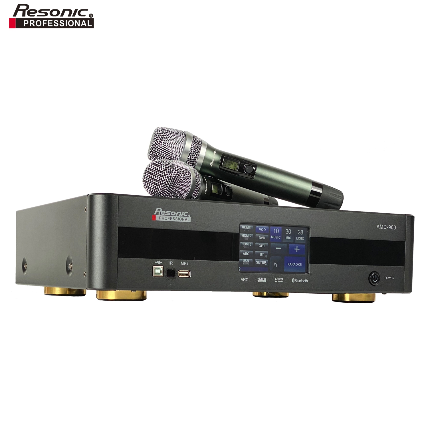 Resonic AMD-900 900W HD ECHO & REVERB TECHNOLOGY Karaoke Mixing Amplifier Built-In 4K HDMI And Dual Wireless Microphones