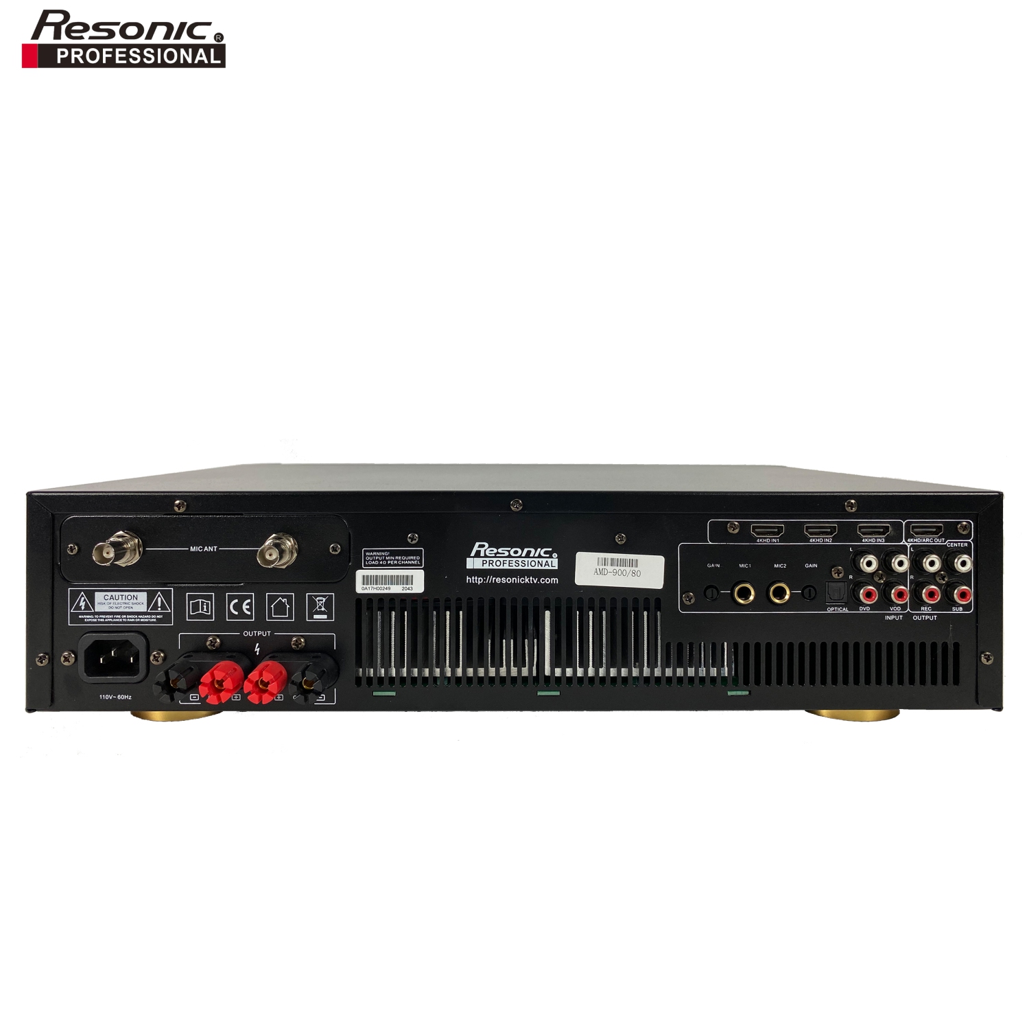 Resonic AMD-900 900W HD ECHO & REVERB TECHNOLOGY Karaoke Mixing Amplifier Built-In 4K HDMI And Dual Wireless Microphones