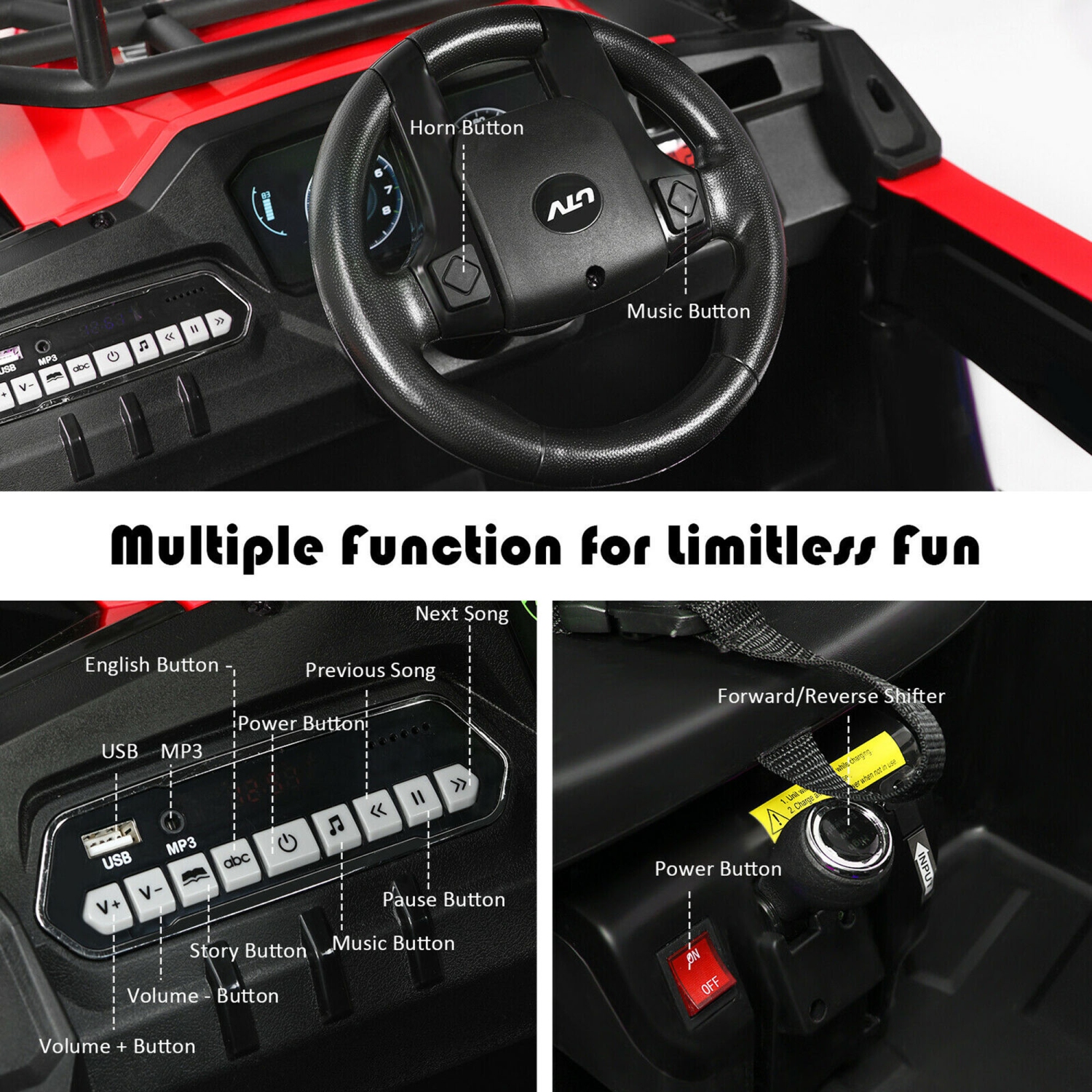 Gymax 12V Batter Powered Kids Ride on Car UTV Truck w/ Remote Control Music MP3