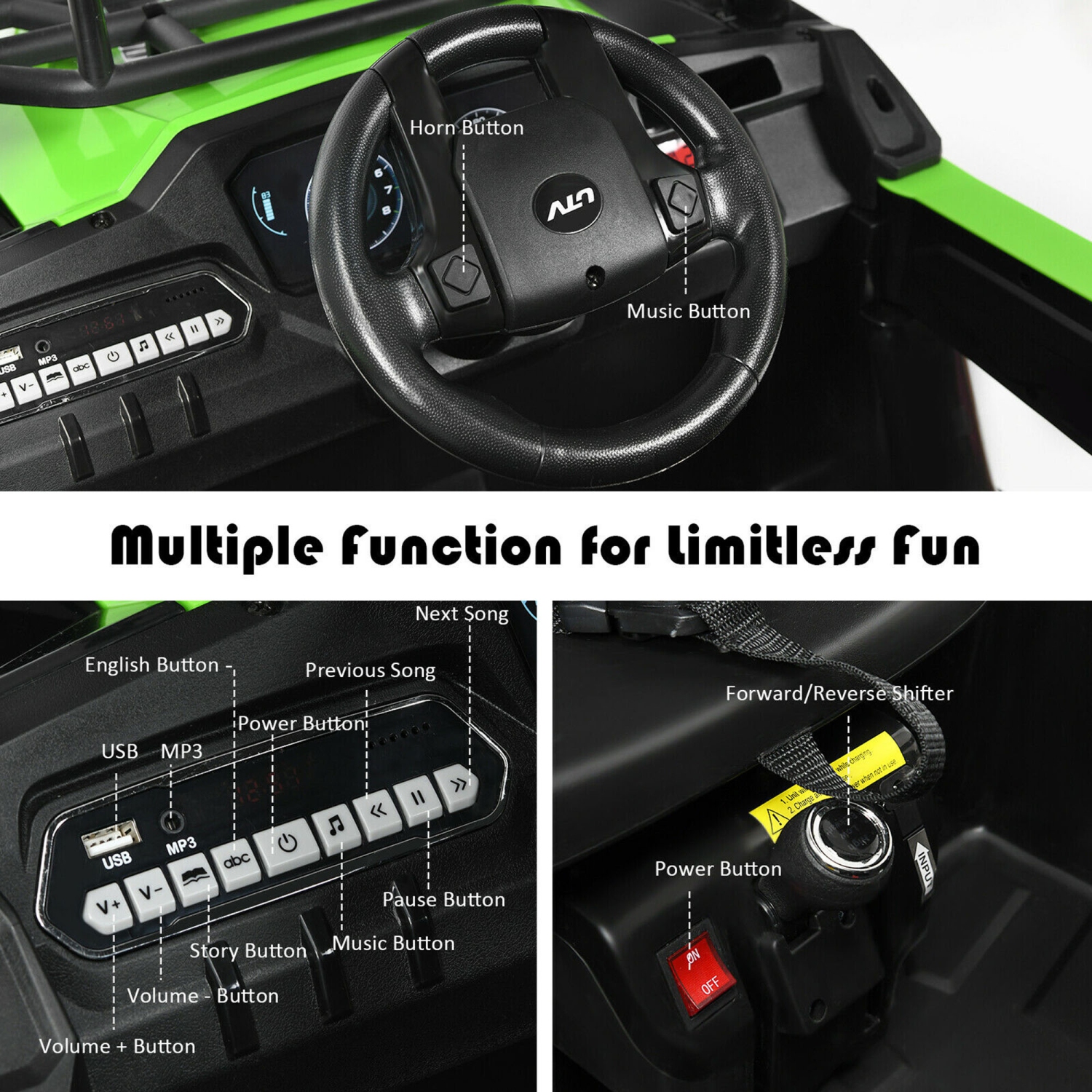 Gymax 12V Batter Powered Kids Ride on Car UTV Truck w/ Remote Control Music MP3