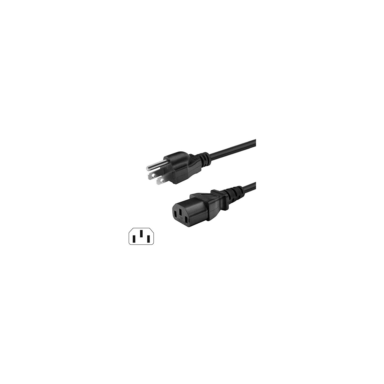 uowlbear 1.8M Power Cord, 3 Prong Power Cable for Computer, Printer, Power AC Adapter, LCD TV, PC Monitor, Rice Cooker,