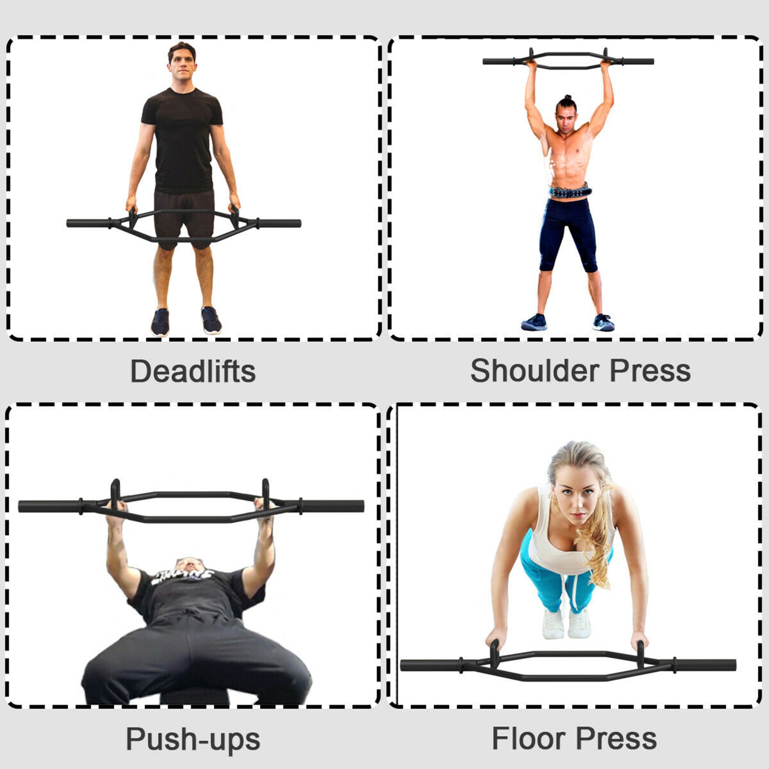 Gymax 56'' Olympic Hexagon Deadlift Bar Trap Bar W/ Folding Grips Powerlifting