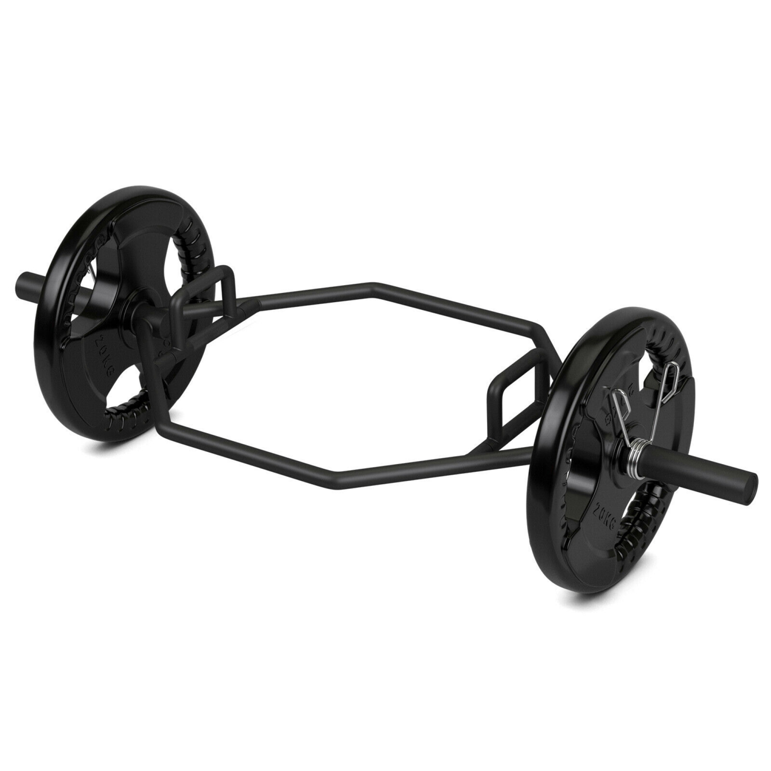 Gymax 56'' Olympic Hexagon Deadlift Bar Trap Bar W/ Folding Grips Powerlifting
