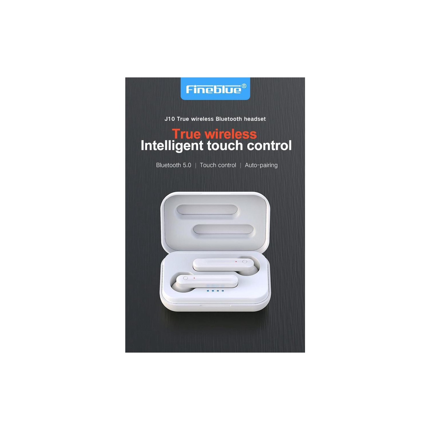 Fineblue J10 TWS Bluetooth Earphone V5.0 3d Stereo | True Wireless Earbuds | Touch control | Earpiece music volume control