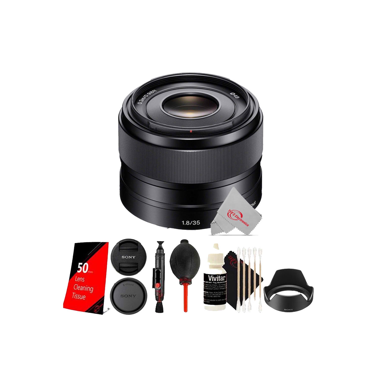 Sony E Mount 35mm f/1.8 OSS Lens + UV Filter + Lens Pen + Dust Blower + Lens Tissue + 3pc Cleaning Kit