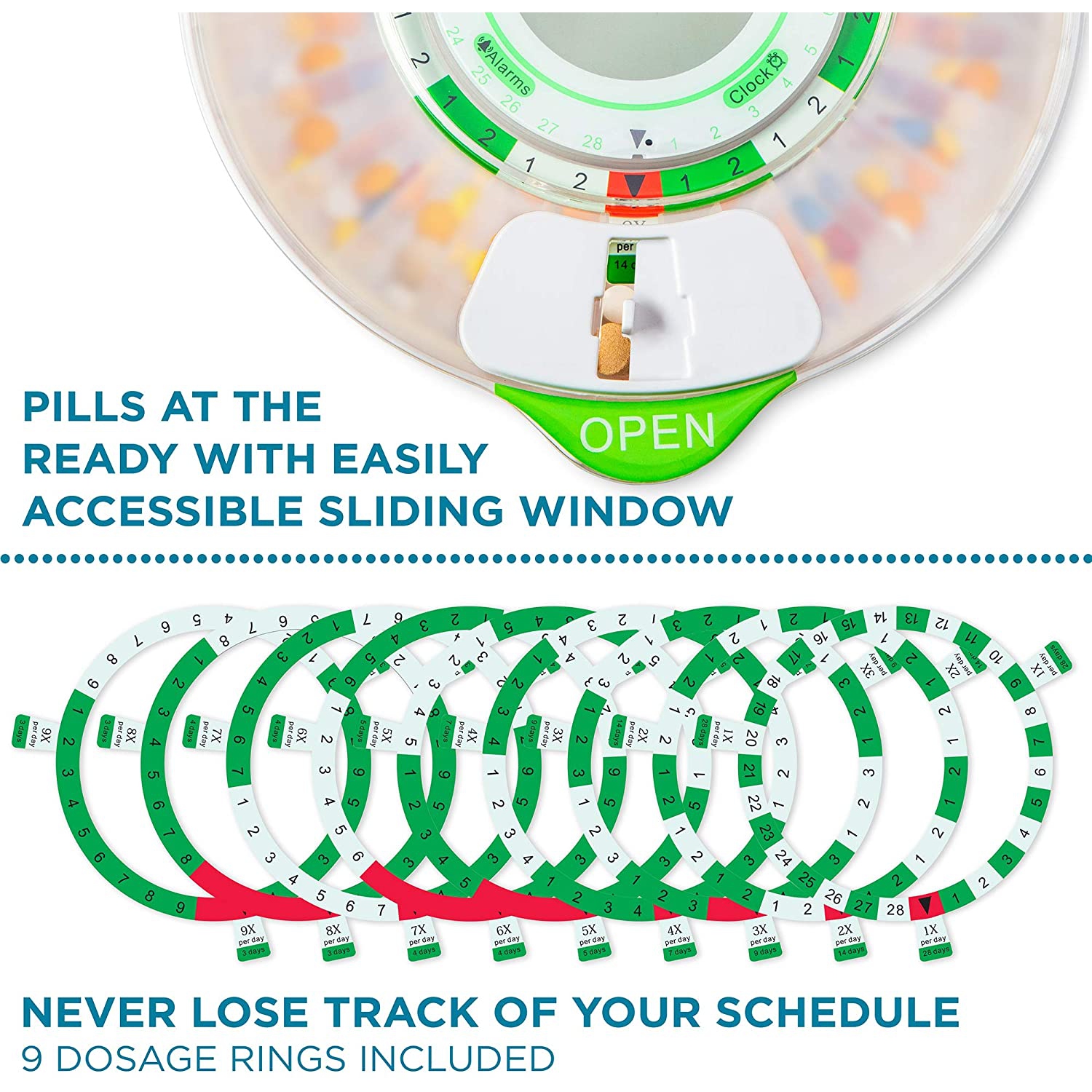 LiveFine 28-Day Automatic Pill Dispenser with Upgraded LCD Display, Key Lock, Sound & Light for Prescriptions, Medication, Vitamins, Supplements &