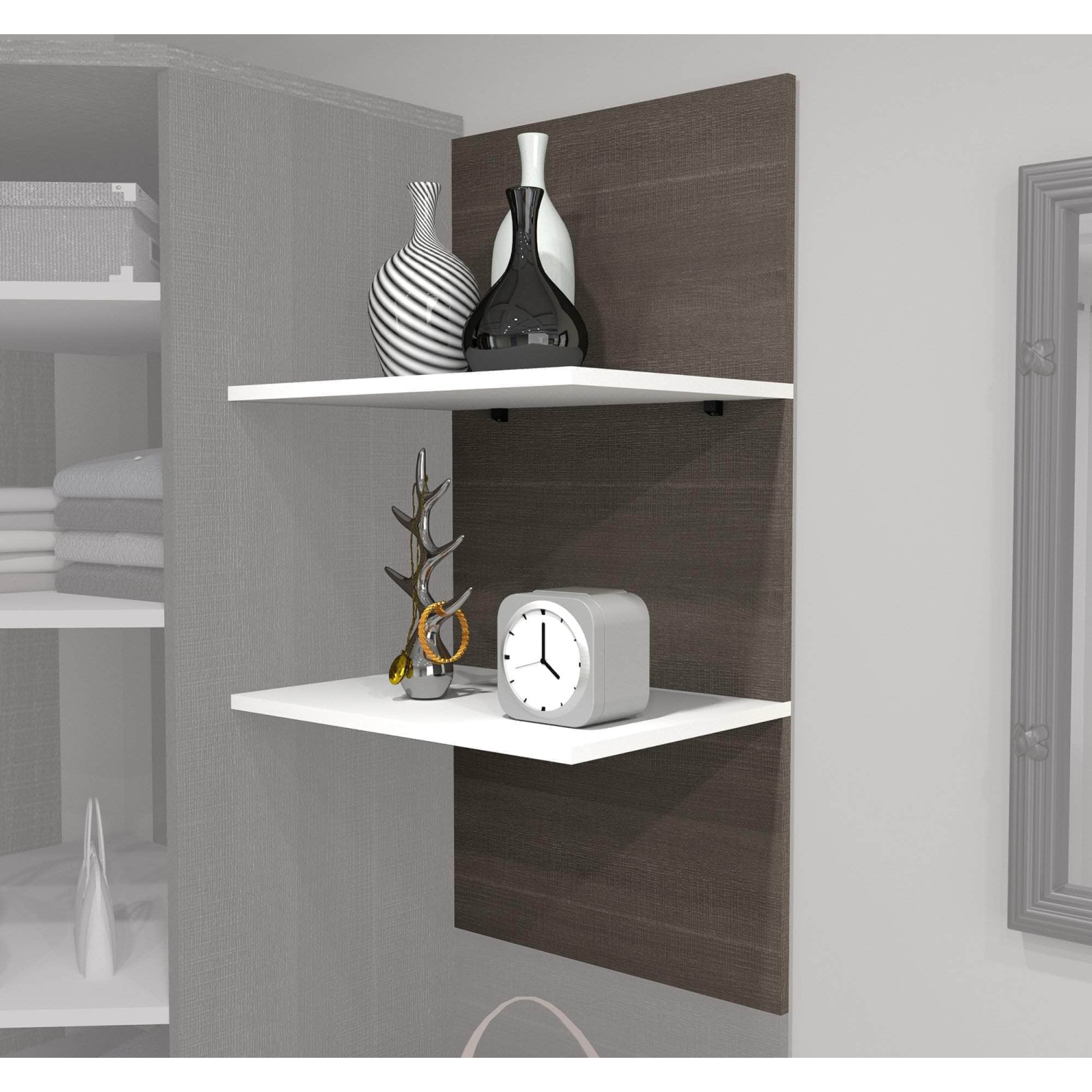 Cielo 19.5“ Floating Shelves - Bark Grey & White