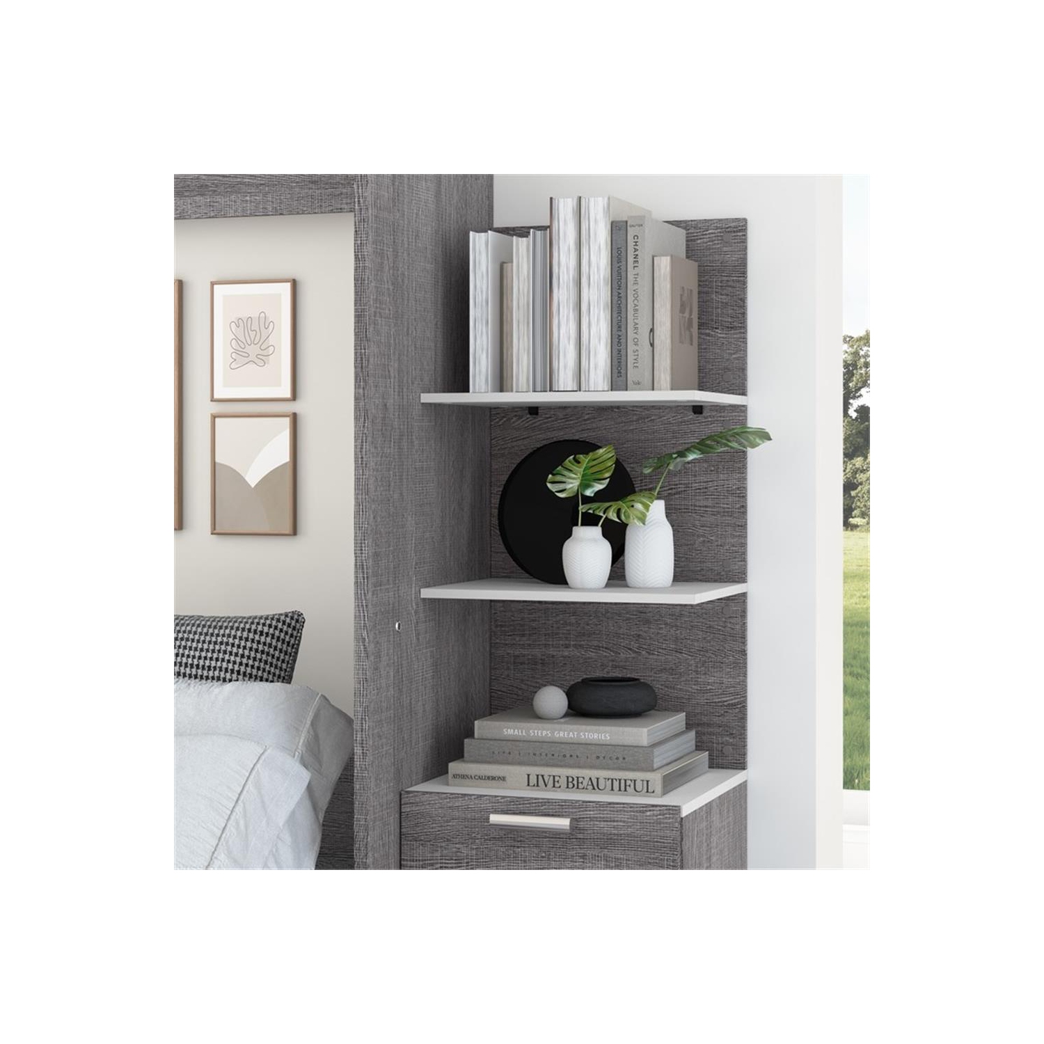 Cielo 19.5“ Floating Shelves - Bark Grey & White