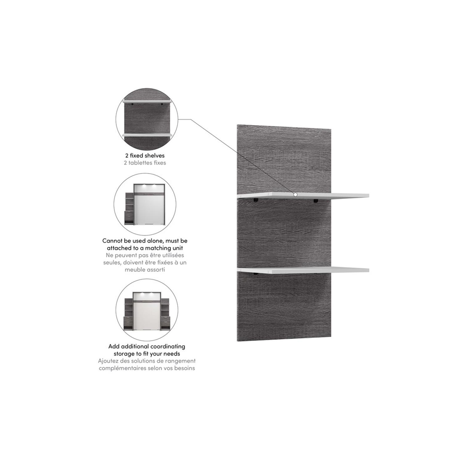 Cielo 19.5“ Floating Shelves - Bark Grey & White