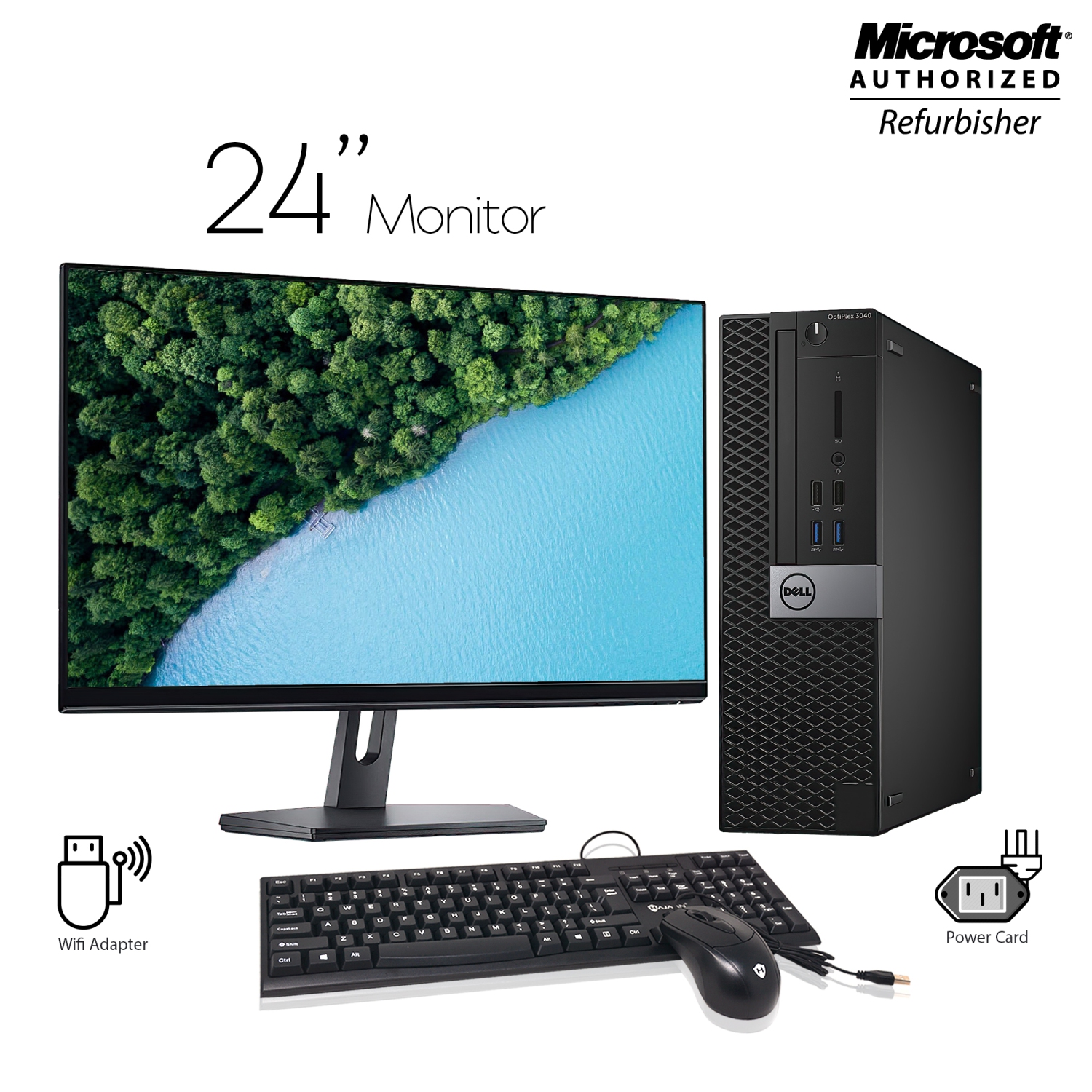 Refurbished (Good) - Dell Optiplex 3040 SFF Desktop Computer 24 Inch Monitor with HDMI Intel Core i5 6500@3.4GHz 16GB DDR3 RAM 512GB SSD Windows 10 Home USB Keyboard Mice WiFi