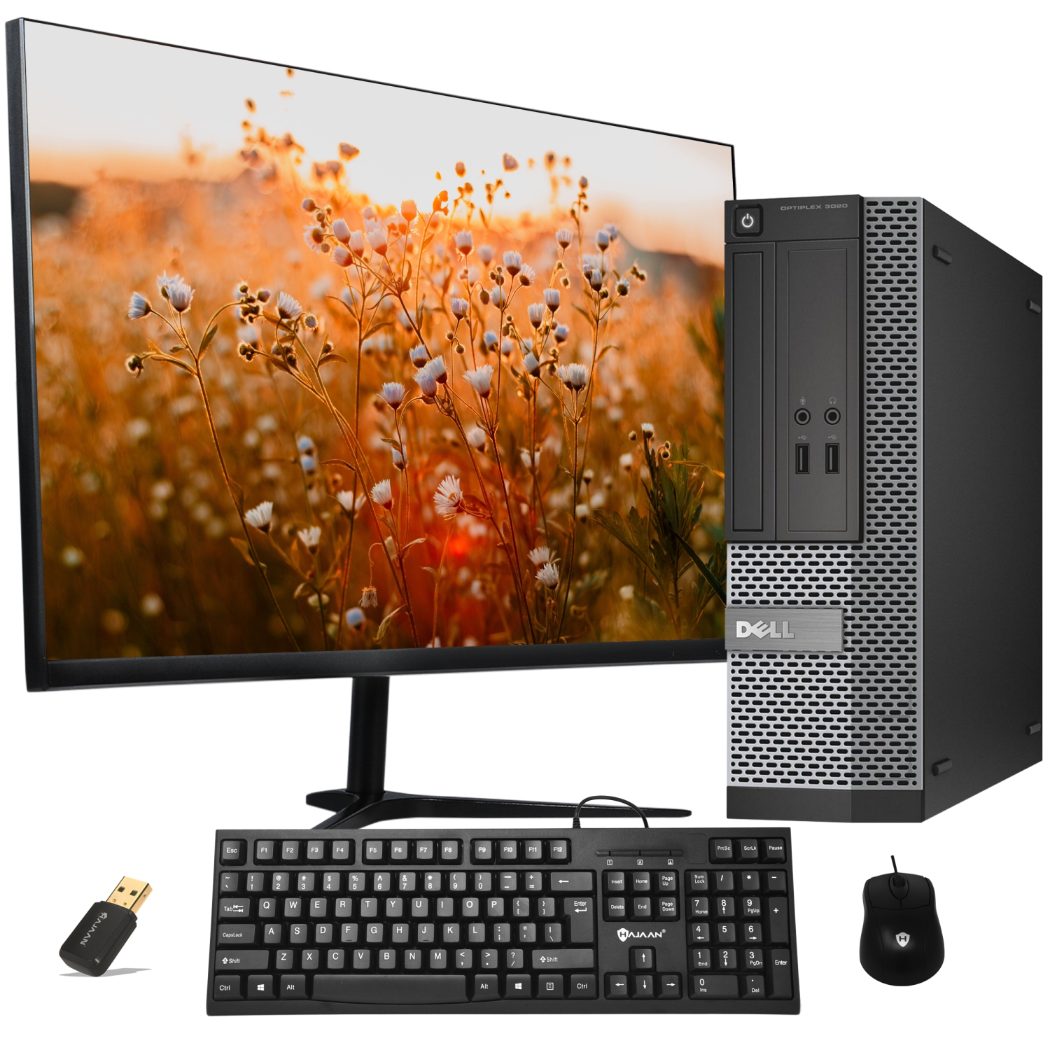Refurbished - Dell Optiplex 3020 SFF Desktop PC Dual(2) 27" Monitor Intel Core i5 4570@3.2GHz 16GB DDR3 RAM 512GB SSD Windows 10 Home USB Keyboard