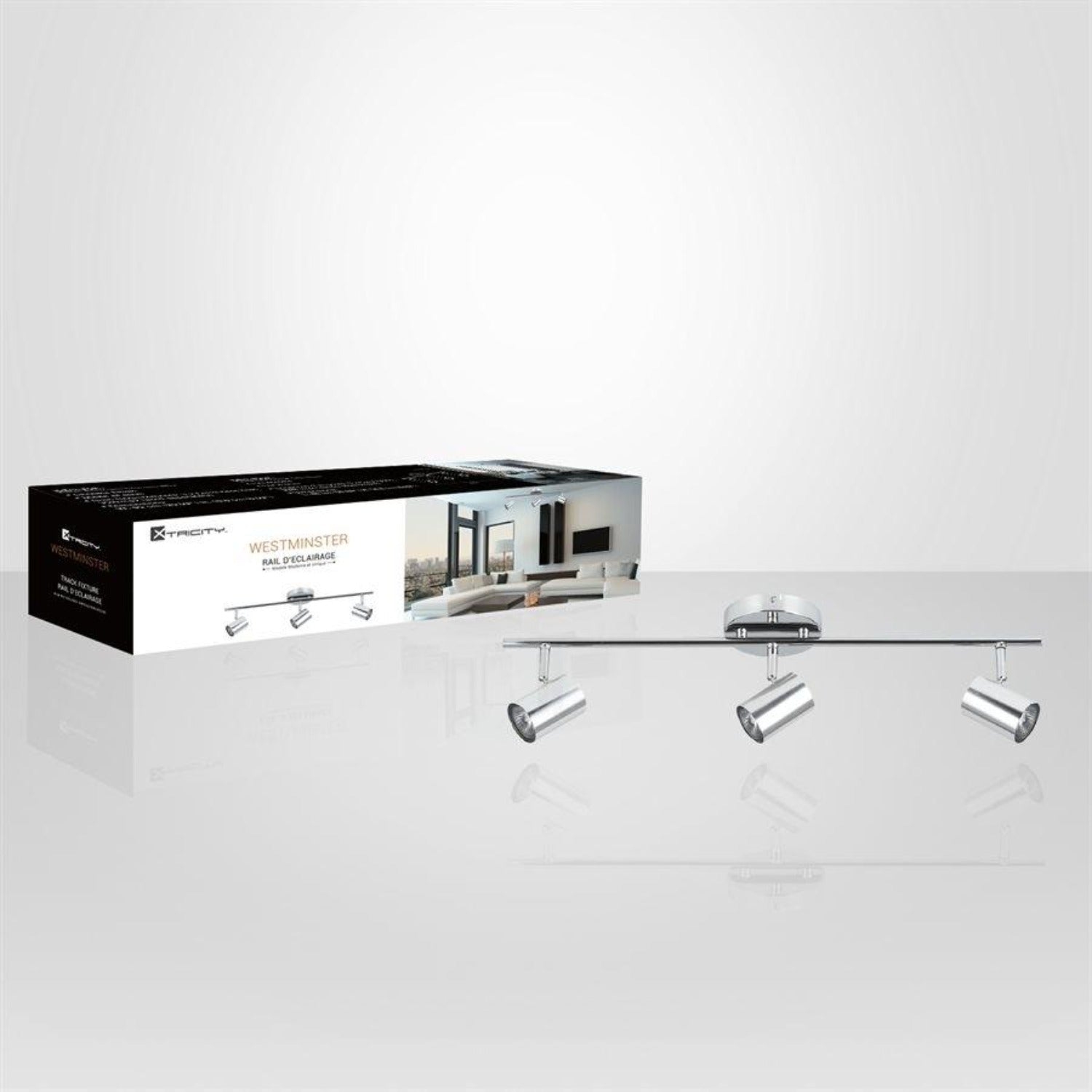 Xtricity - 3 Heads Ceiling Light, 25.59 '' Width, From The Westminster Collection, Chrome