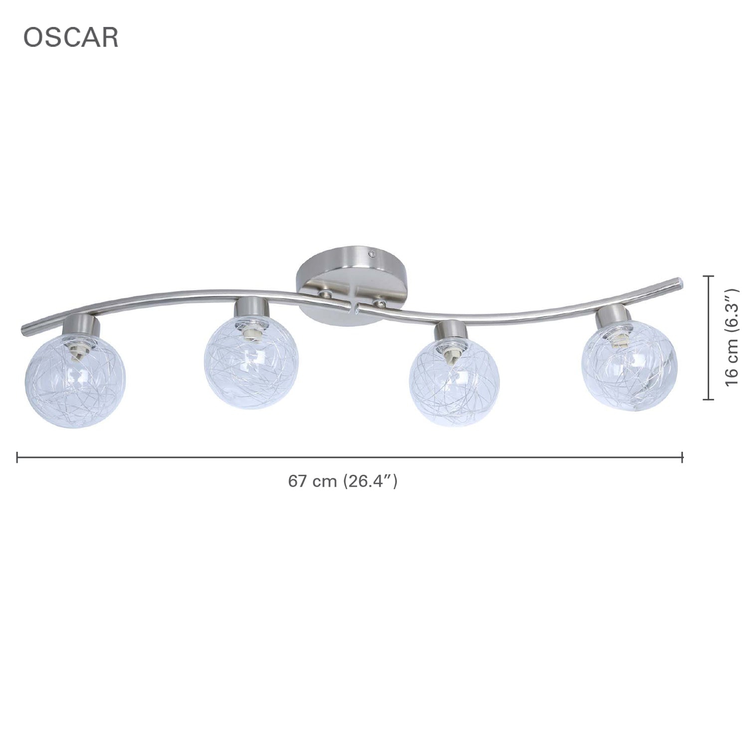 Xtricity - 4 Heads Ceiling Light, 26.3 '' Width, From The Oscar Collection, Silver
