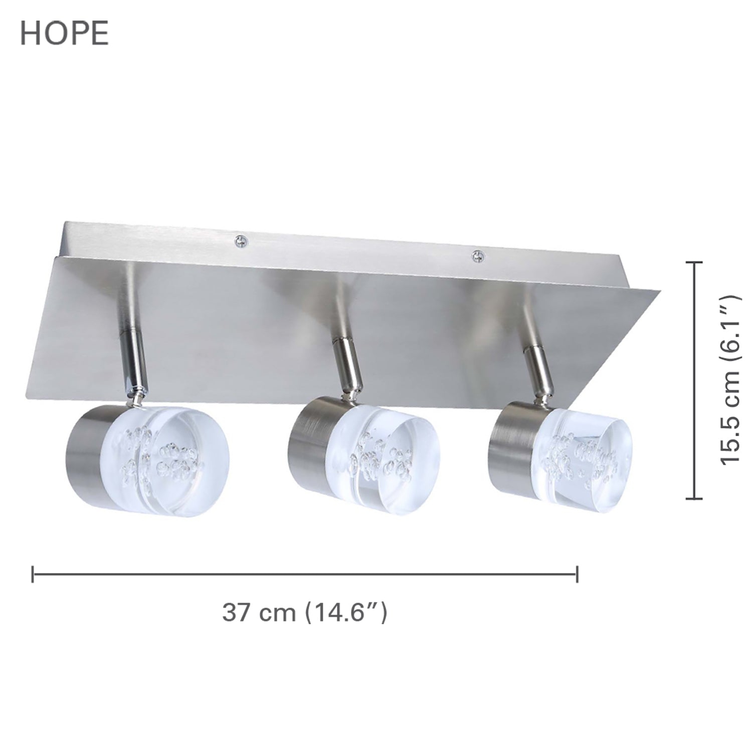 Xtricity - 3 Heads Ceiling Light with Integrated LED, 14.5 '' Width, From the Hope Collection, Nickel