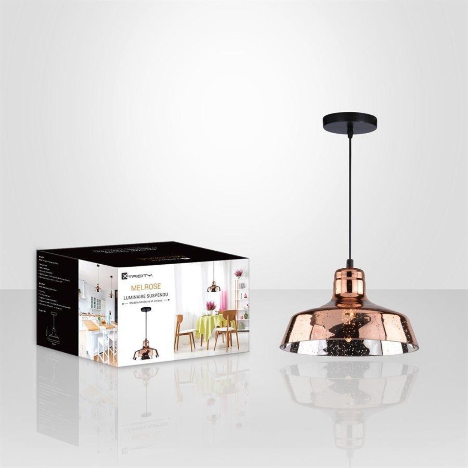 Xtricity - Pendant Light, 9.4 '' Width, From The Melrose Collection, Pink Copper