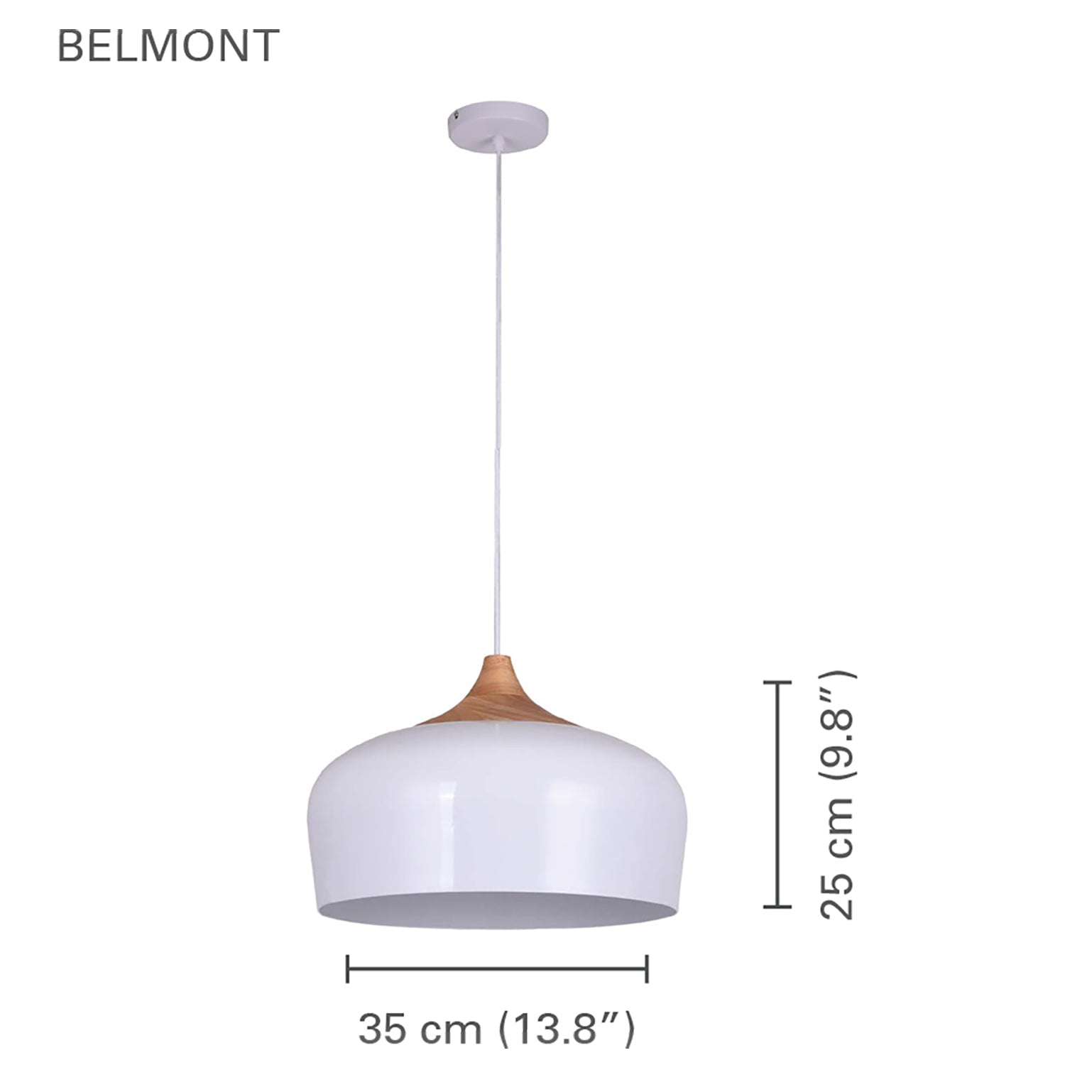 Xtricity - Pendant Light, 13.8 '' Width, From the Belmont Collection, White and Wood